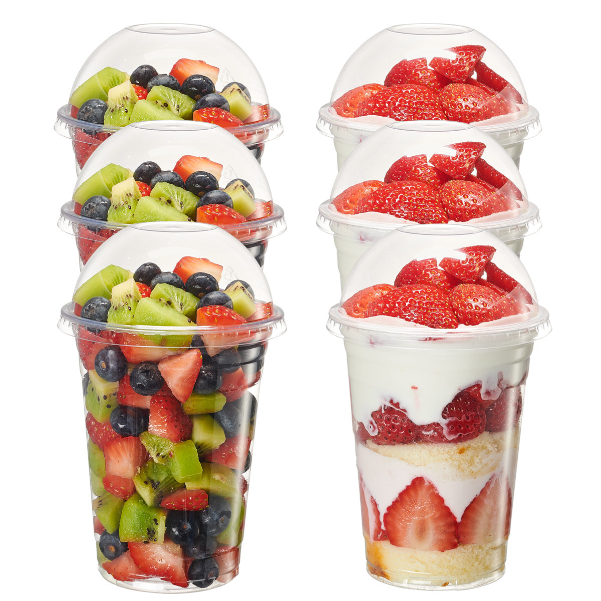 16 oz. Clear Plastic Cups With No Hole Dome Lids