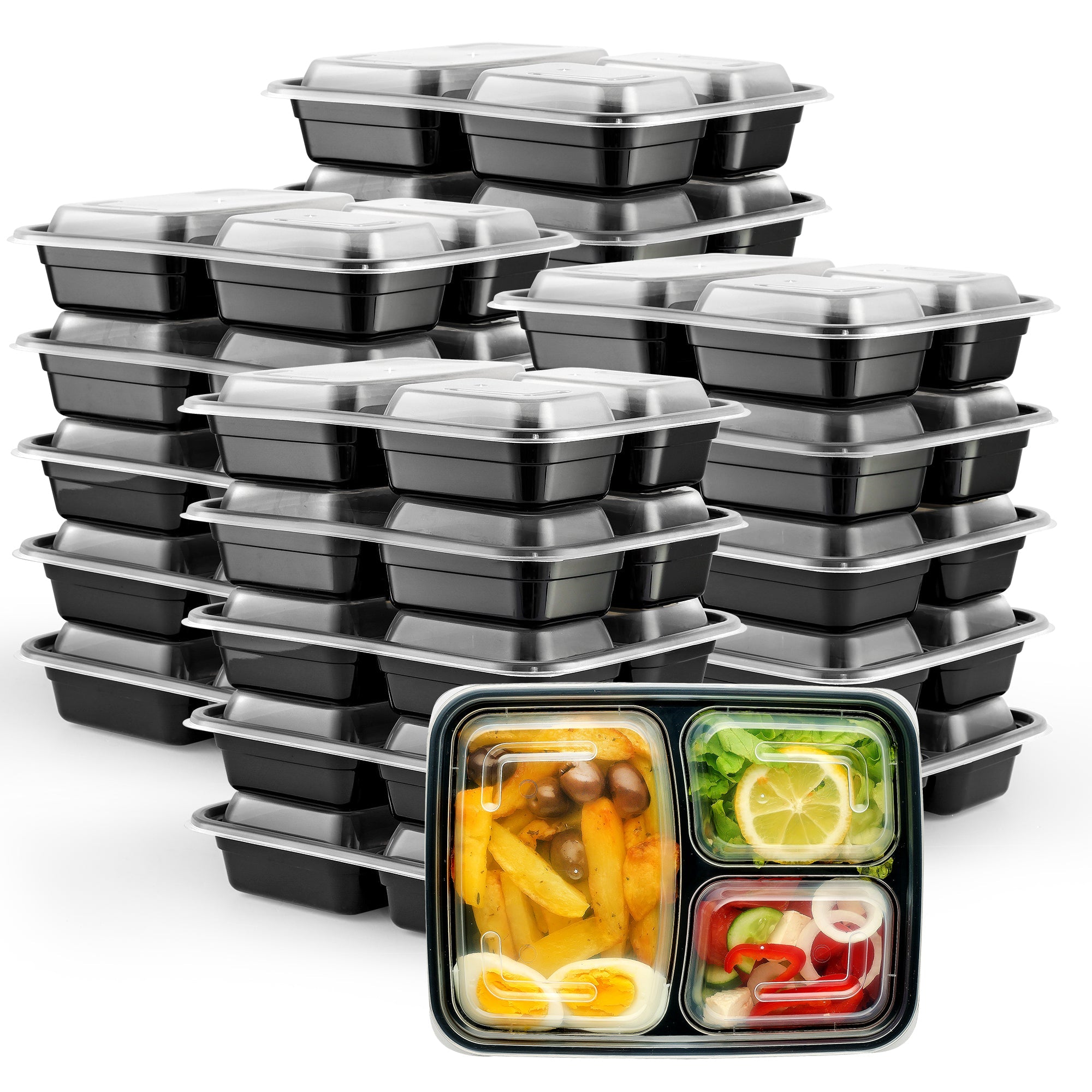 24 oz 3 Compartment Reusable Meal Prep Containers - Comfy Package