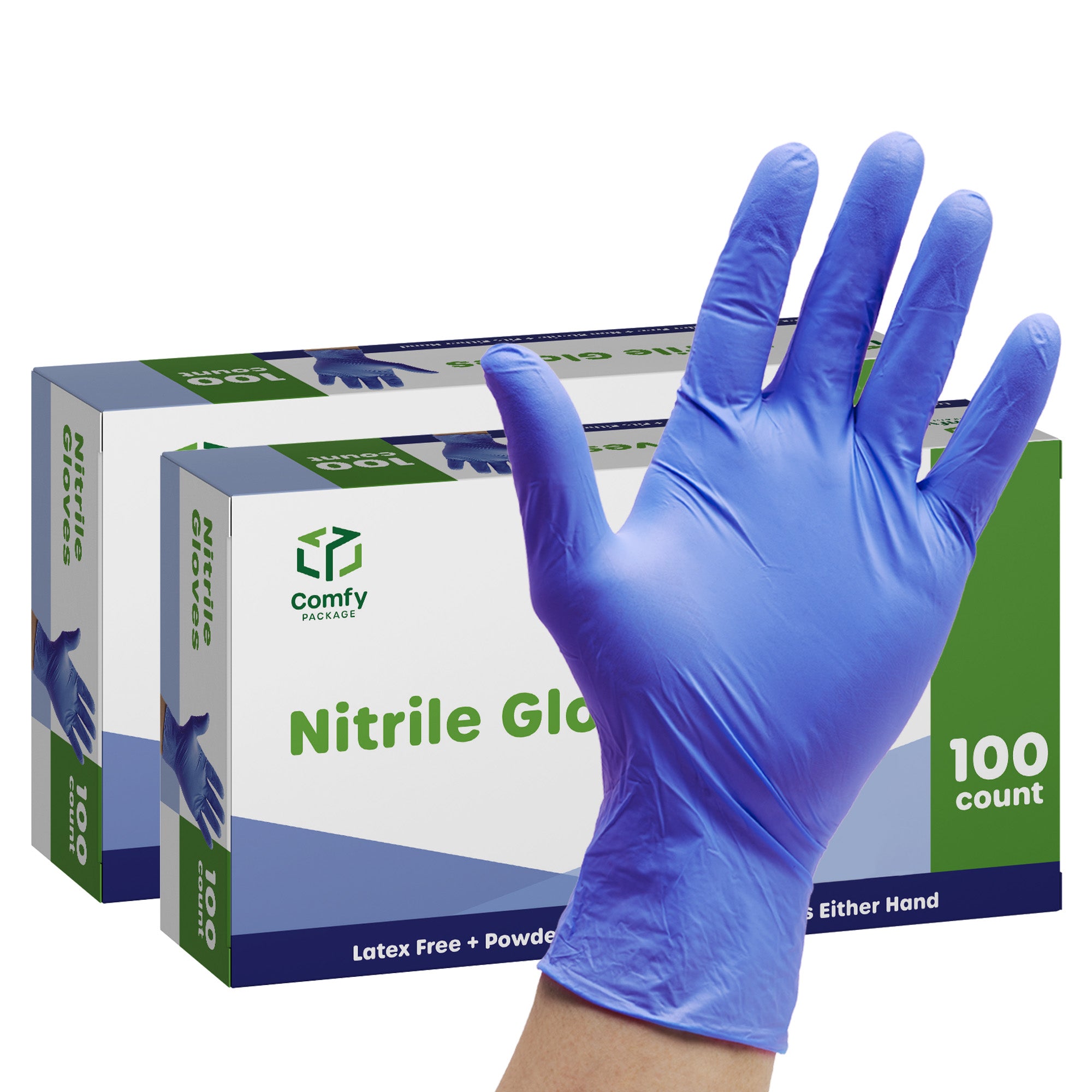 Powder-Free Disposable Nitrile Gloves - Medium - Comfy Package