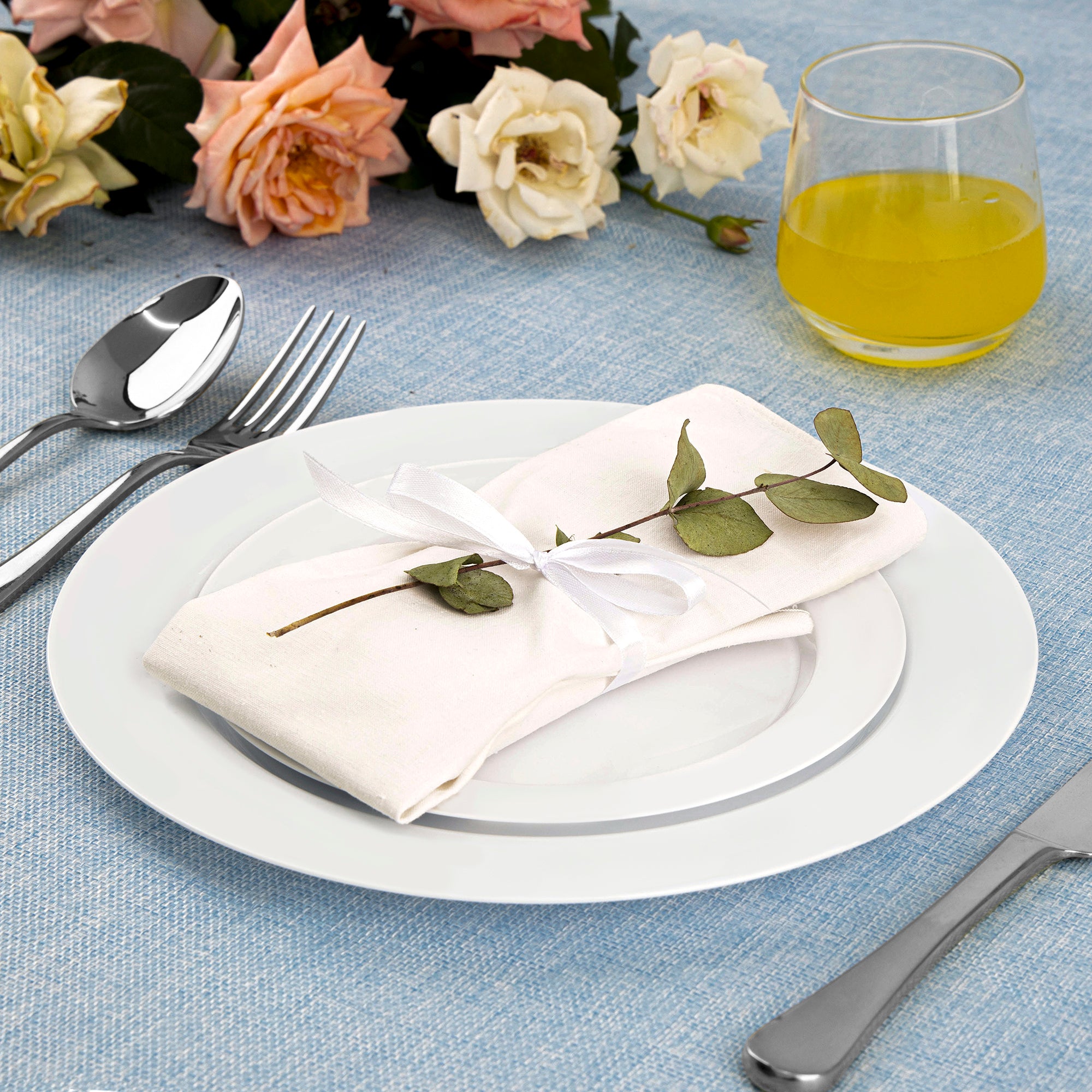 Combo White Plastic Plates - Premium Heavy-Duty Disposable 10.25" Dinner Party Plates and Disposable 7.5" Salad Plates - Comfy Package