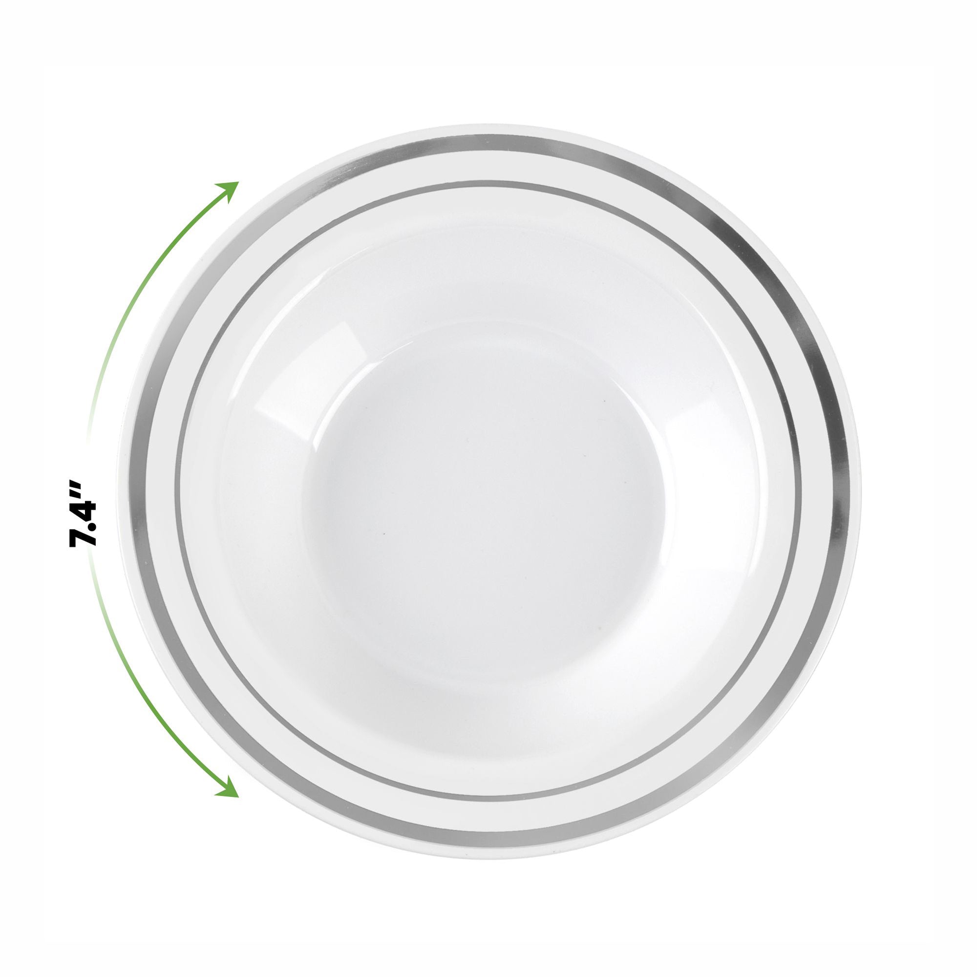 12 oz. Silver Trim Plastic Dessert Bowls - Comfy Package