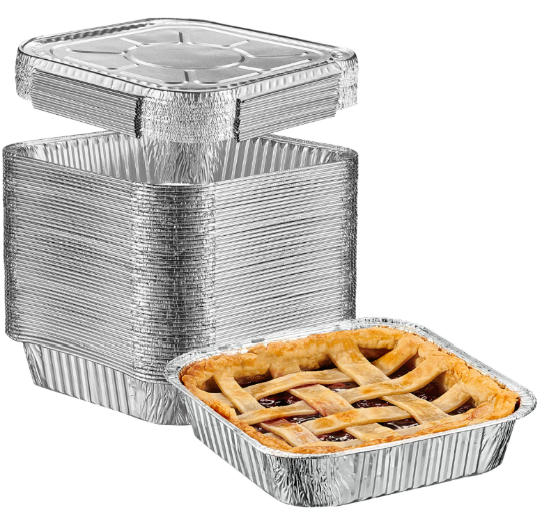 8x8 - 400ct Square Foil Pans with Lids - Comfy Package