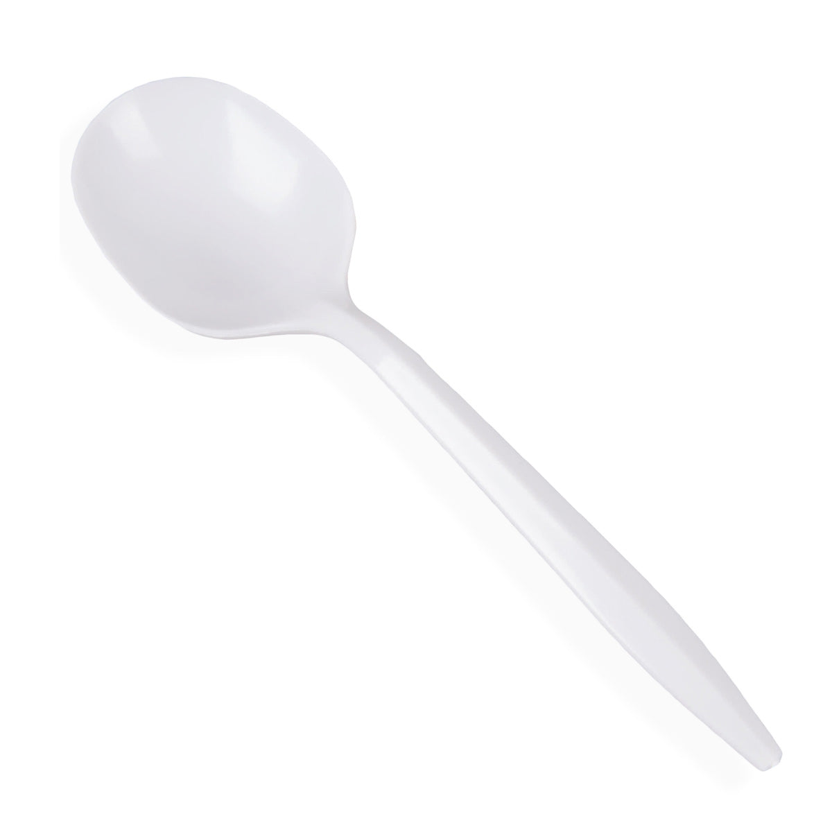 Light-Weight White Disposable Plastic Soup Spoons - Comfy Package