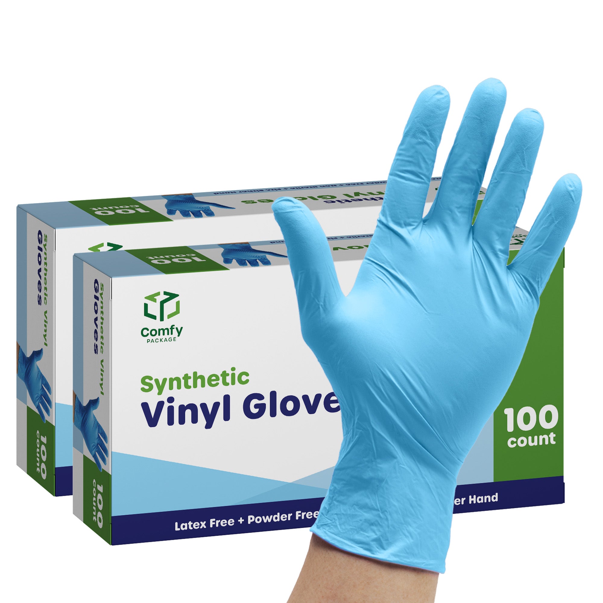 Synthetic Vinyl Blend Disposable Plastic Gloves Powder & Latex Free - Large - Comfy Package