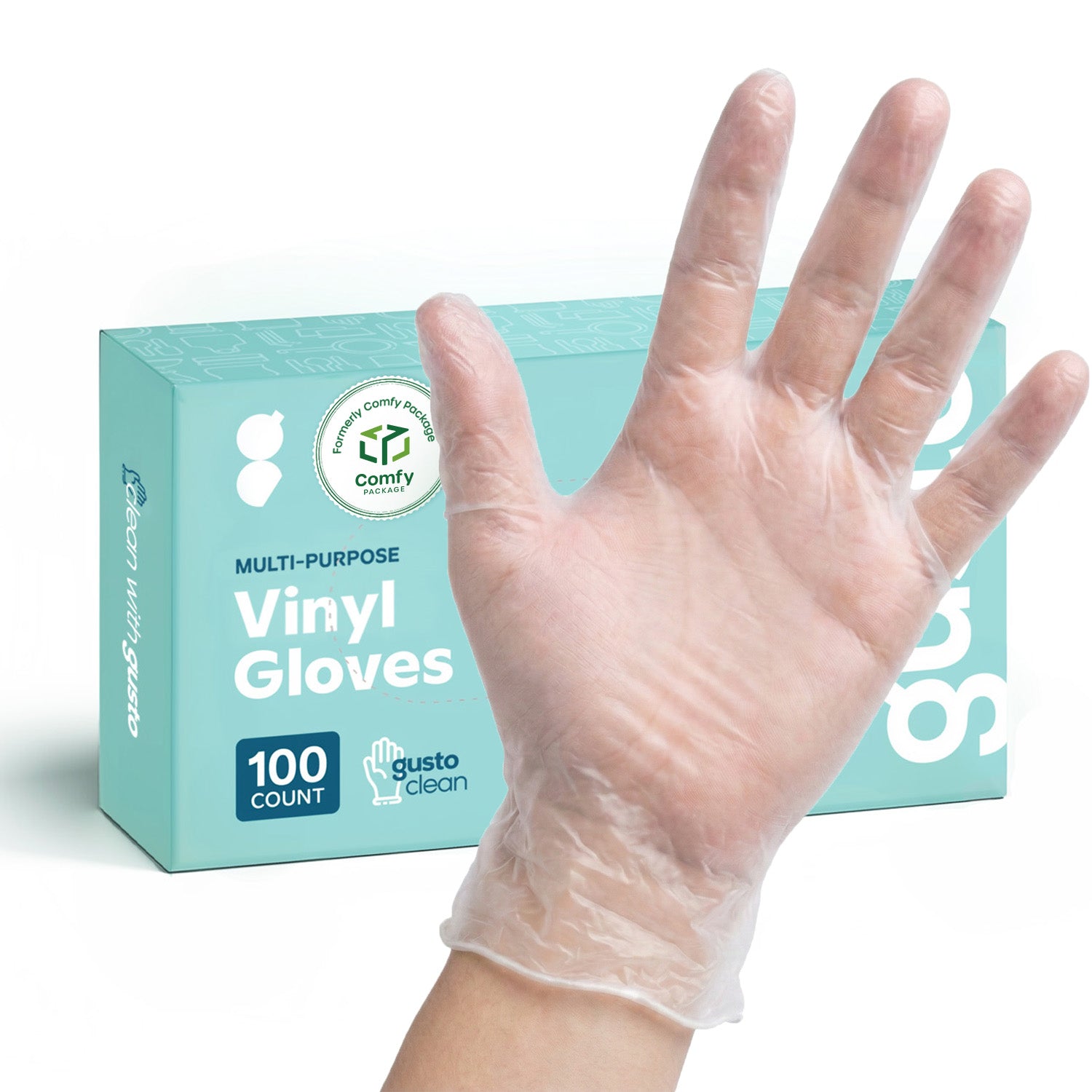 100ct Clear Powder Free Vinyl Disposable Plastic Gloves - Small