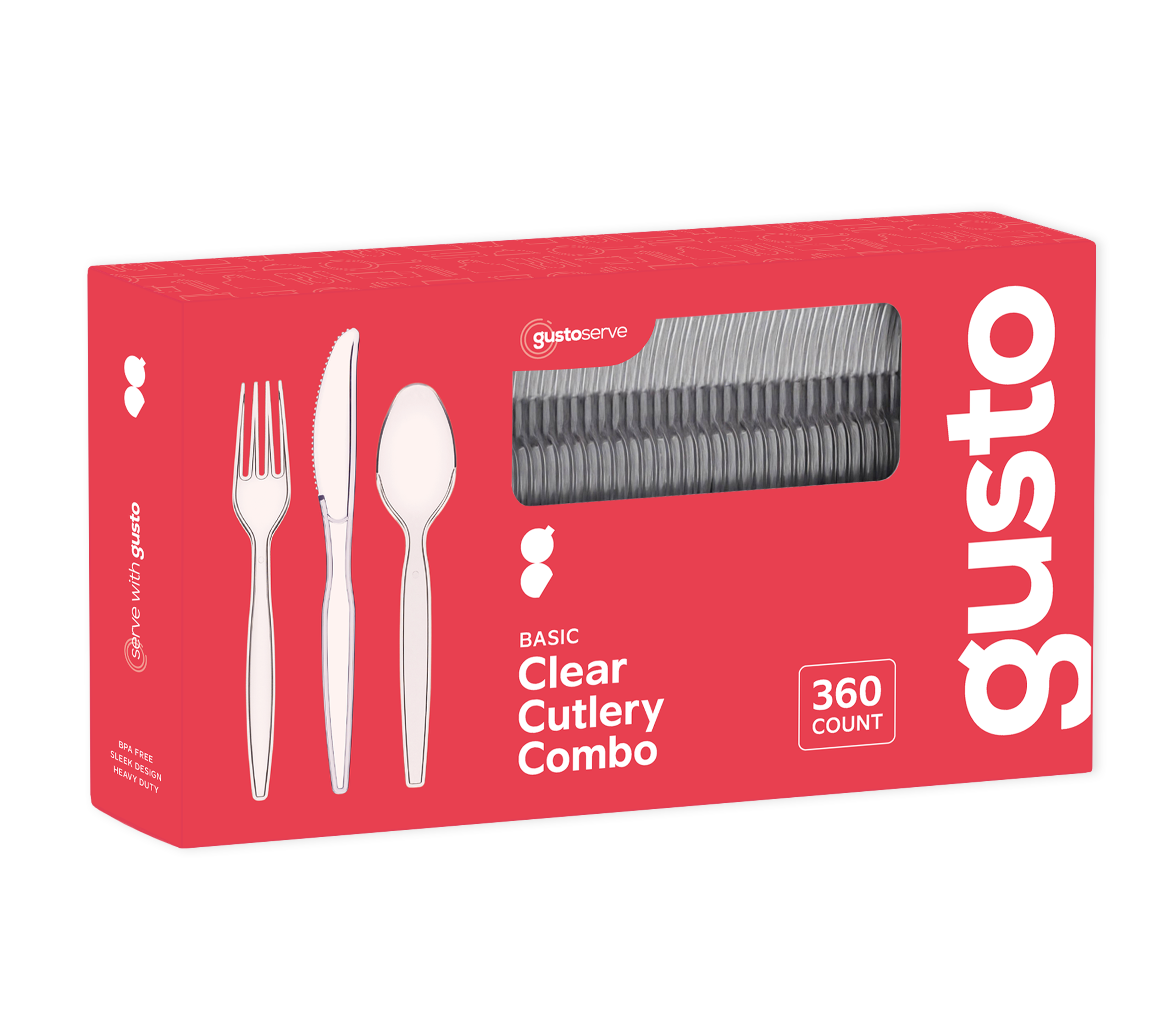 2160ct 360 Combo Pack Premium Heavyweight Clear Plastic Cutlery - Comfy Package