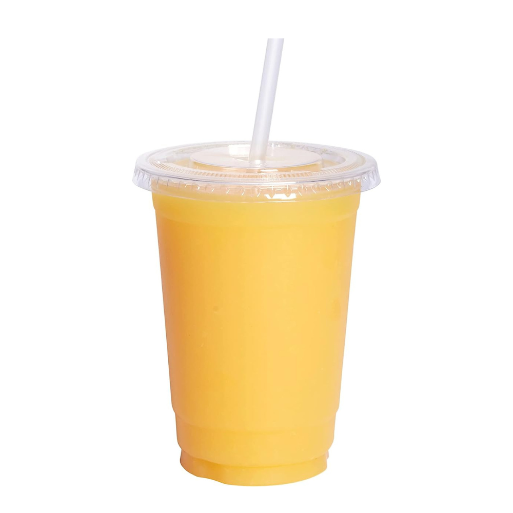 10 oz. Crystal Clear Plastic Cups With Flat Lids