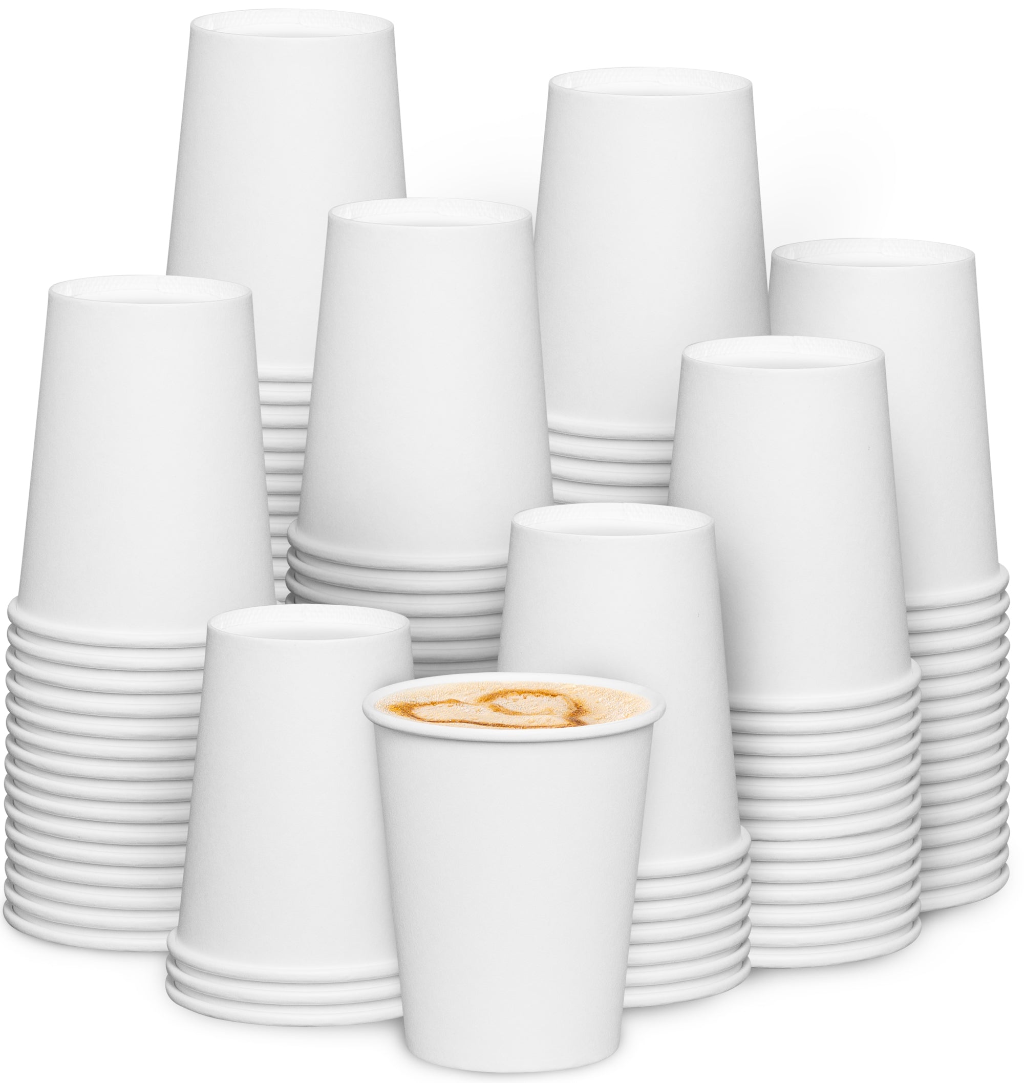 8 oz. White Paper Hot Cups, Coffee Cups, Hot Cocoa Cups - Comfy Package
