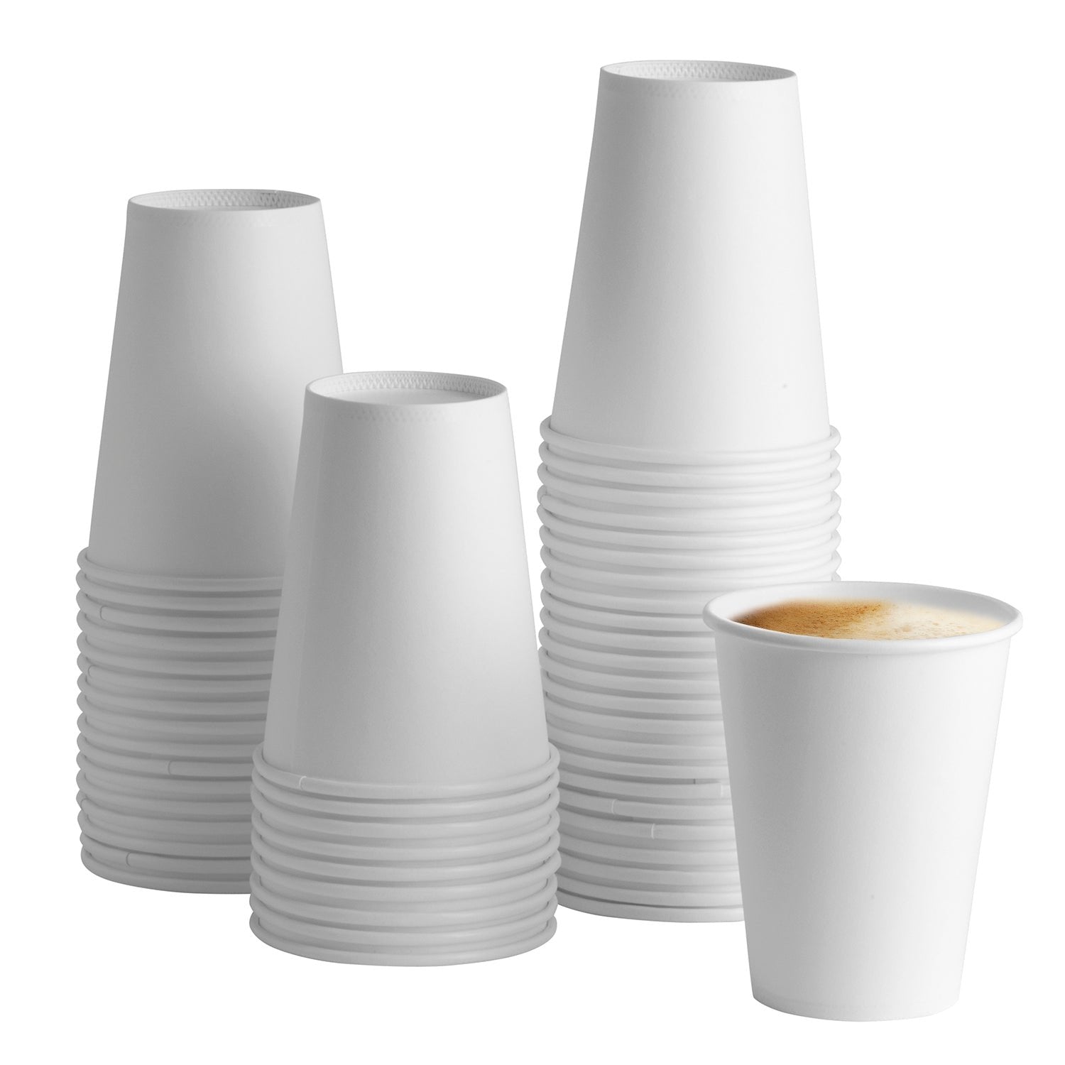 12 oz. White Paper Hot Cups - Comfy Package