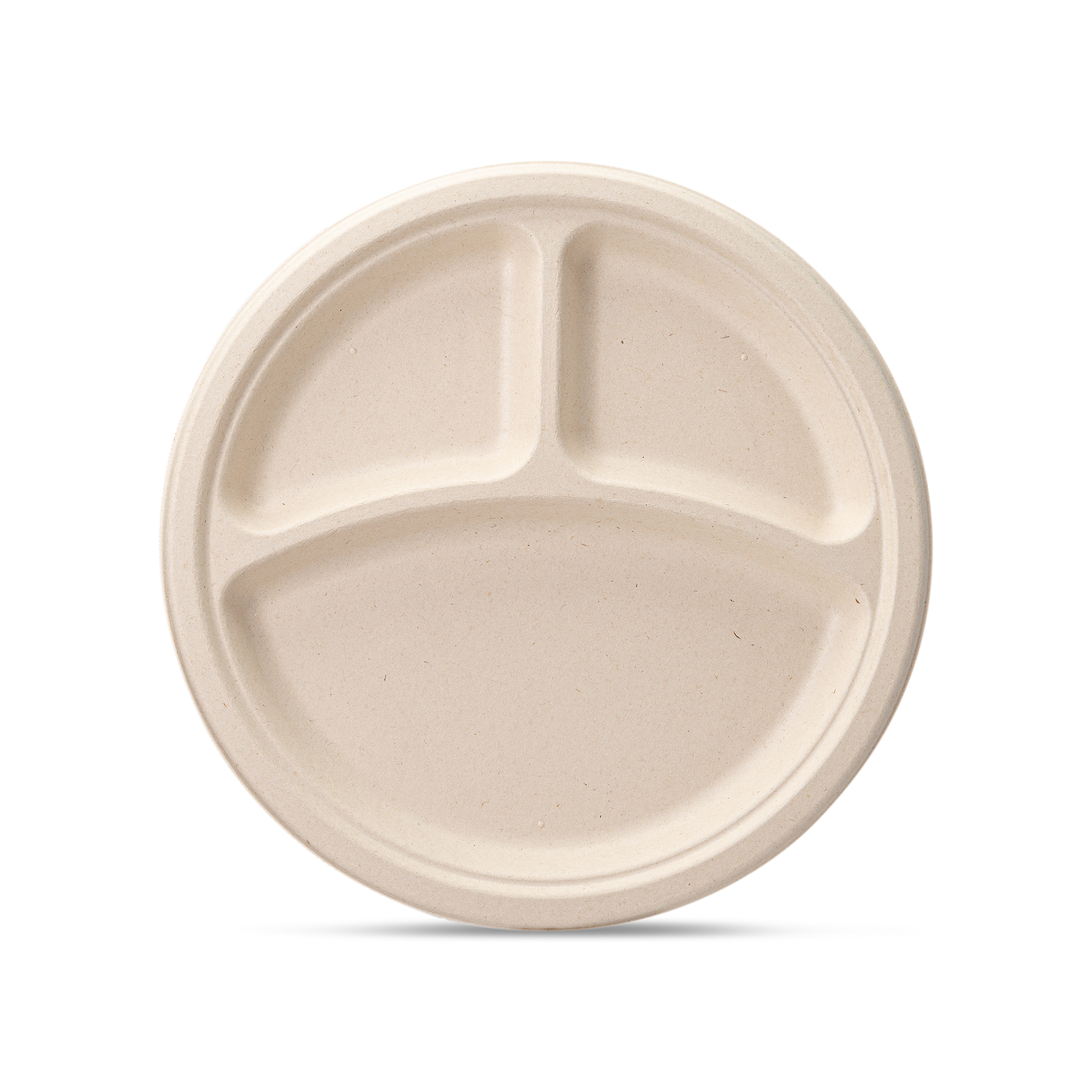9 Inch Heavy-Duty Plates 3 Compartment 100% Compostable Eco-Friendly Disposable Sugarcane Paper Plates | Brown Unbleached - Comfy Package