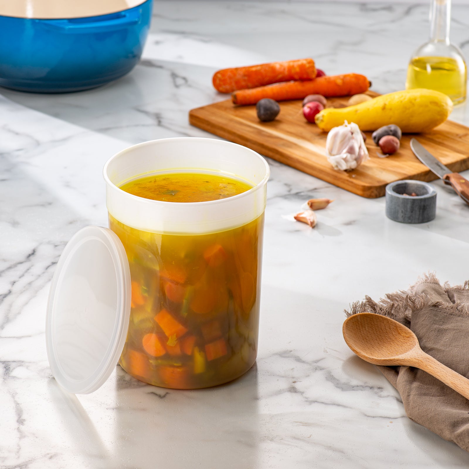 128 oz. Plastic Food Storage Deli Containers With Lids, Ice Cream Bucket & Soup Pail - Comfy Package