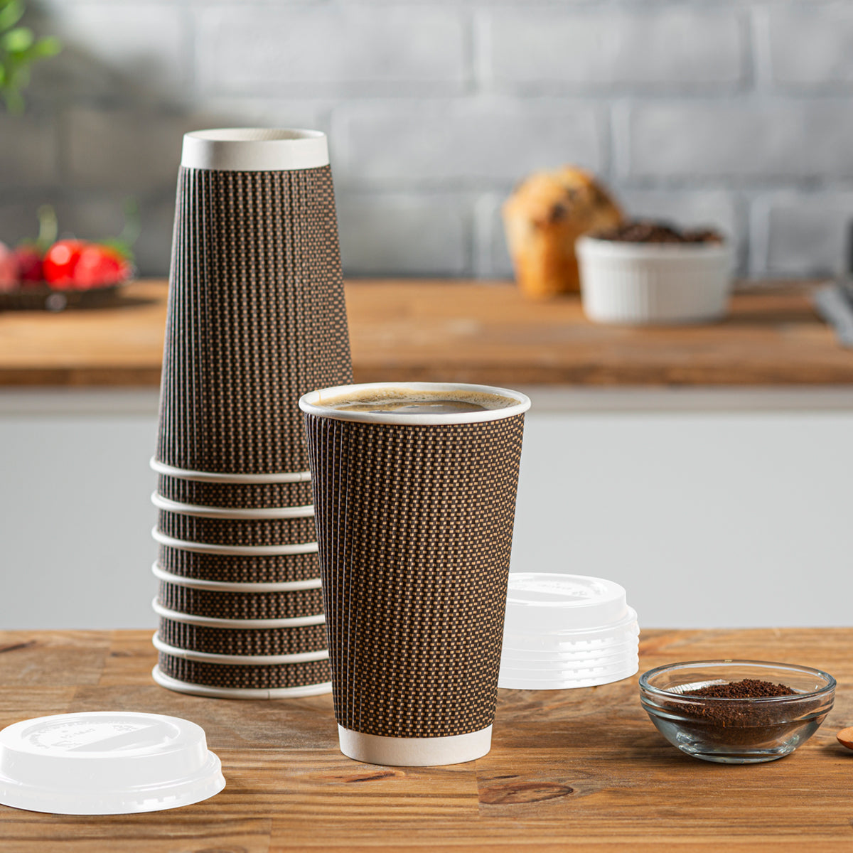 Disposable Plastic Dome Lids for 10, 12, 16, & 20 oz. Paper Hot Coffee Cup - White - Comfy Package