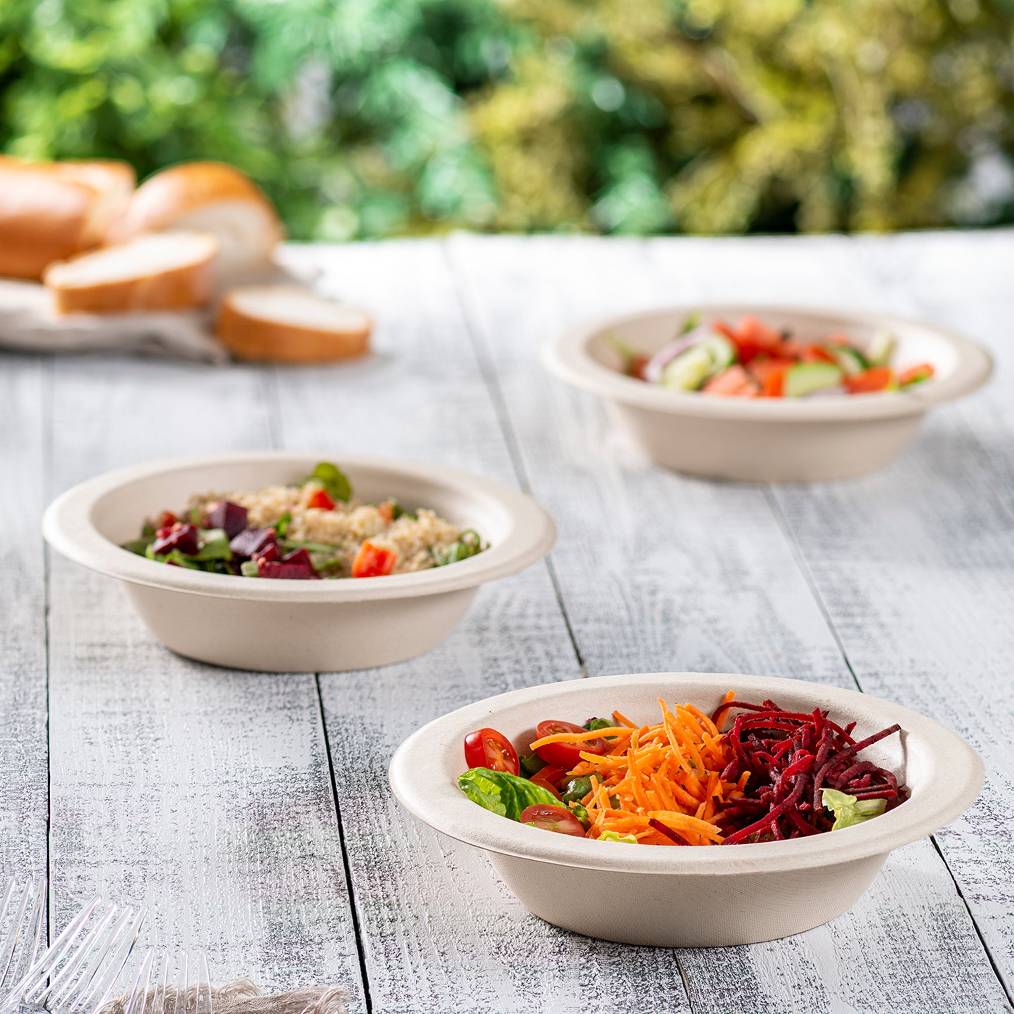 16 oz. Heavy-Duty Paper Soup Bowls Eco-Friendly 100% Compostable Disposable Sugarcane - Kraft