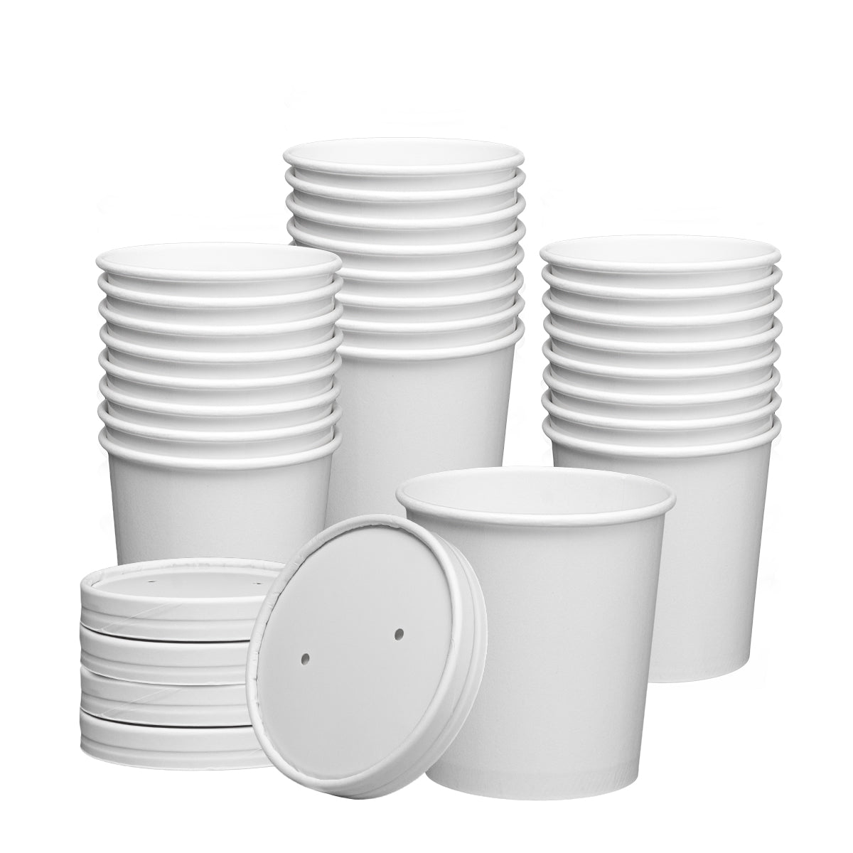 Gusto 16 oz Hot Food Containers with Vented Lids Disposable Ice Cream & Soup Cups, 25-Pack