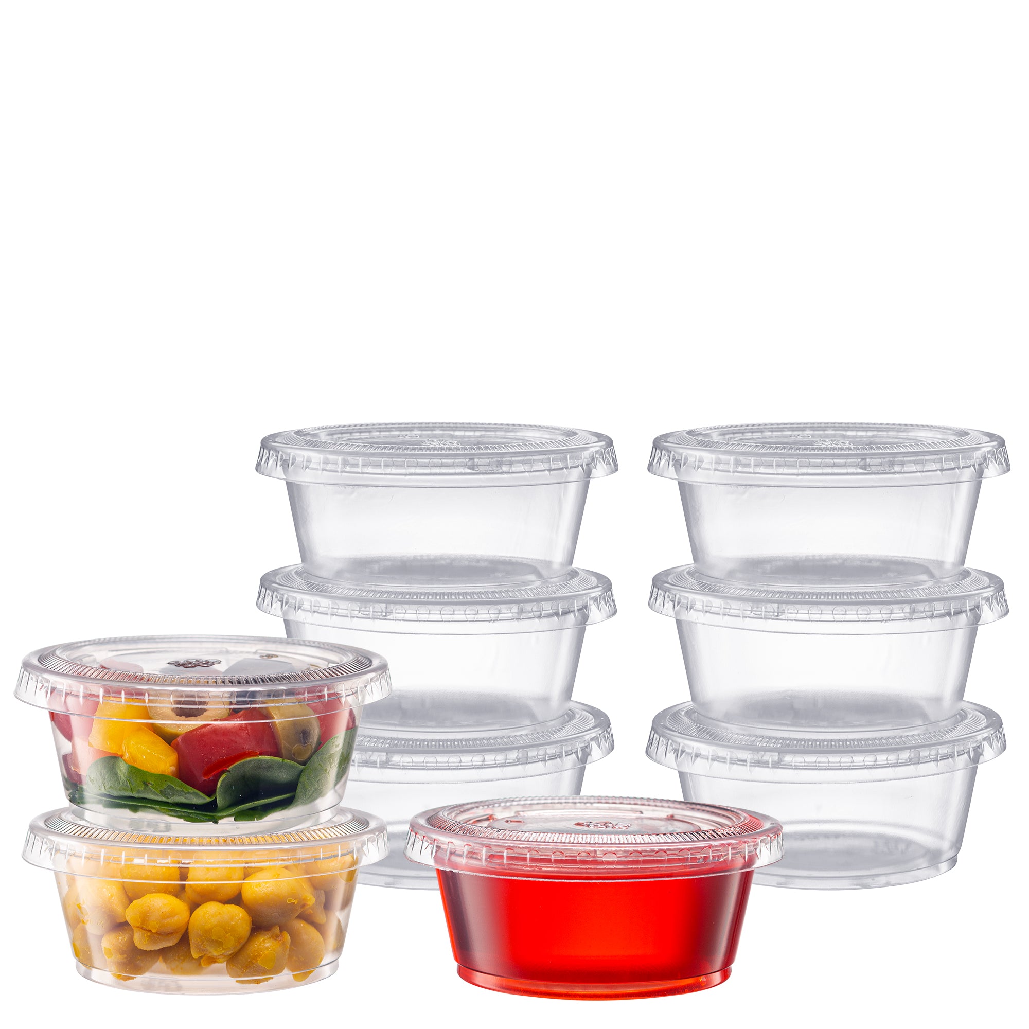 3.25 oz. Cups with Lids, Small Plastic Condiment Containers - Comfy Package