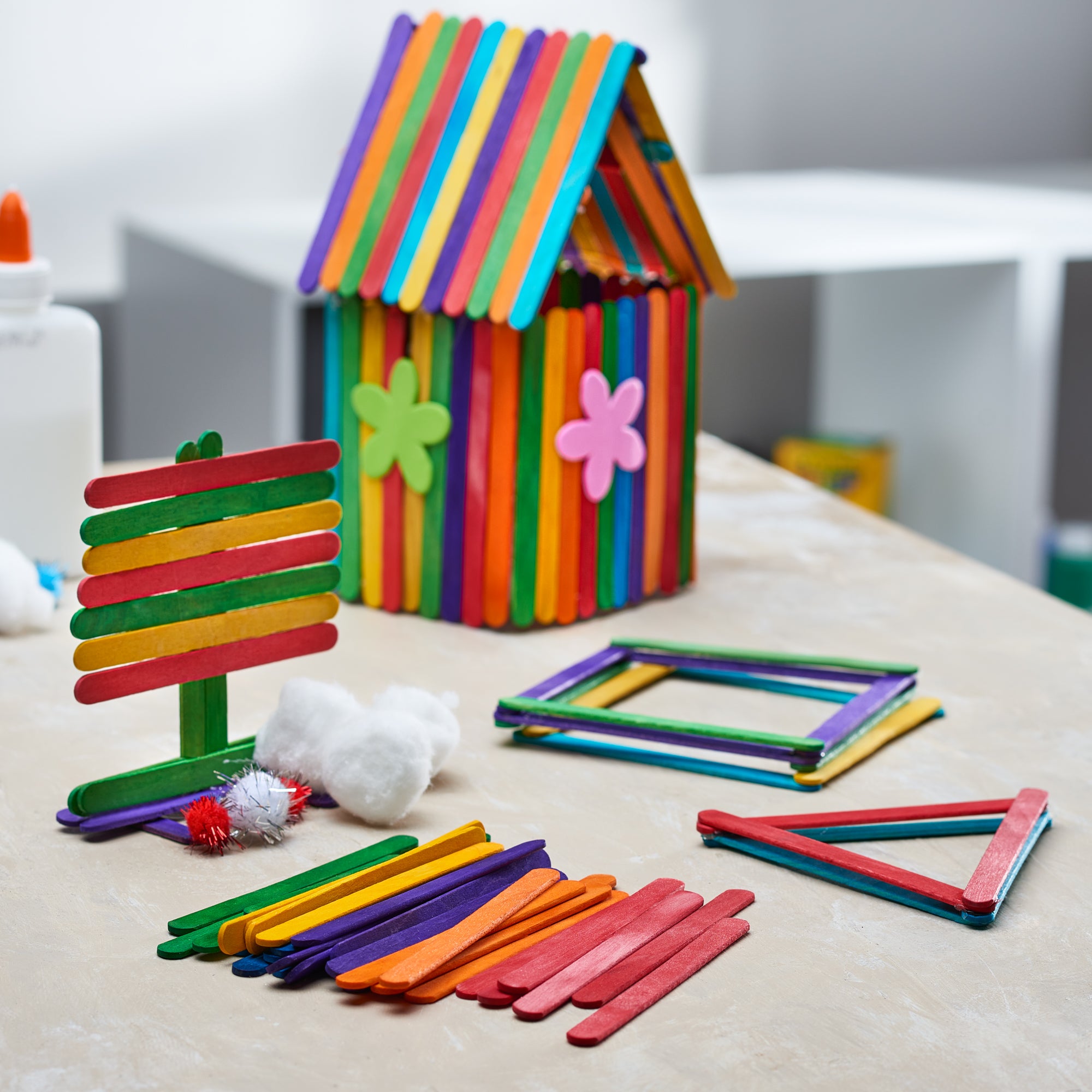 Colored Popsicle Sticks for Crafts - 4.5 Inch Multi-Purpose Wooden Sticks - Comfy Package