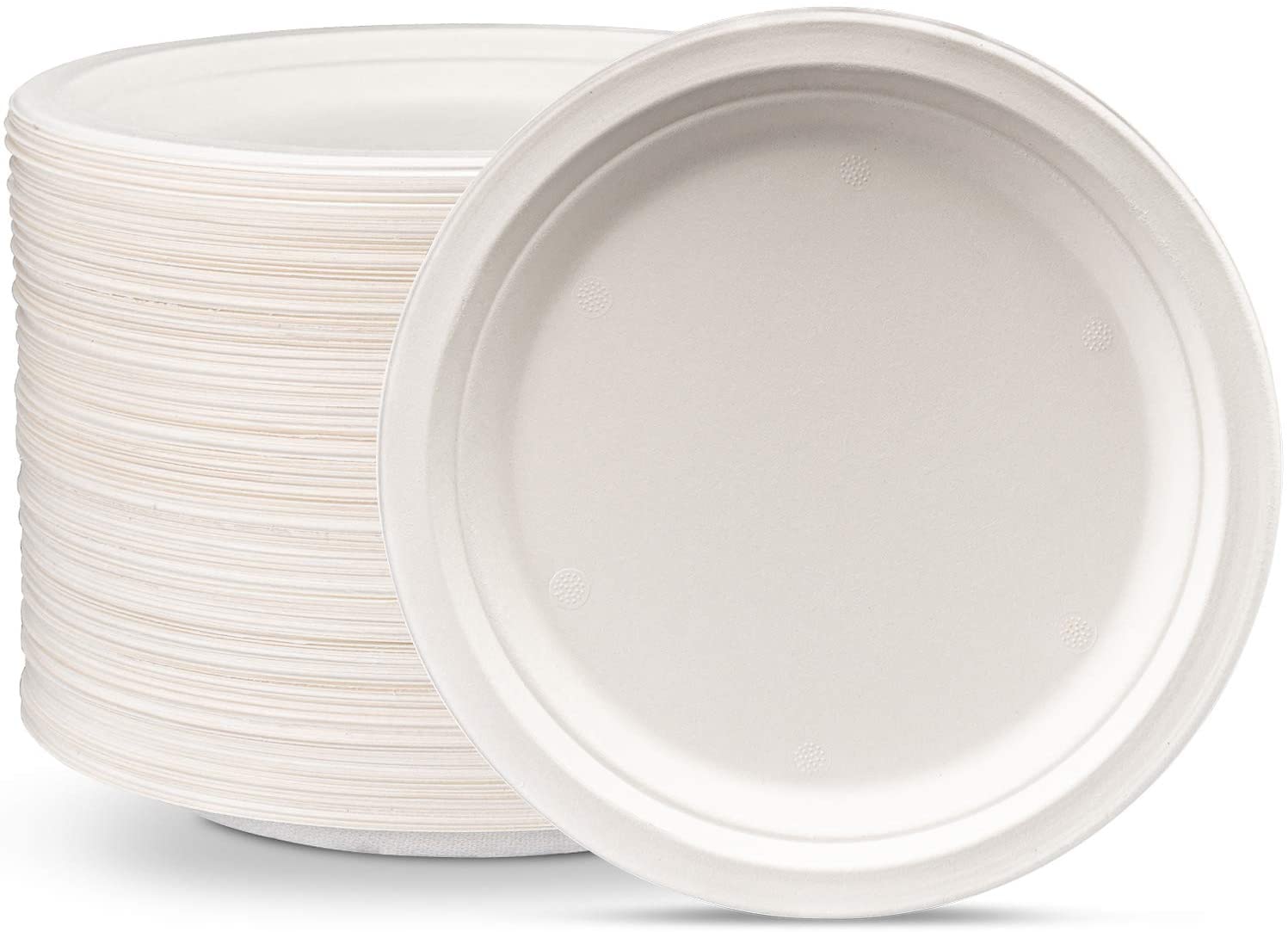 9 Inch Heavy-Duty Plates Eco-Friendly 100% Compostable Disposable Sugarcane Paper Plates