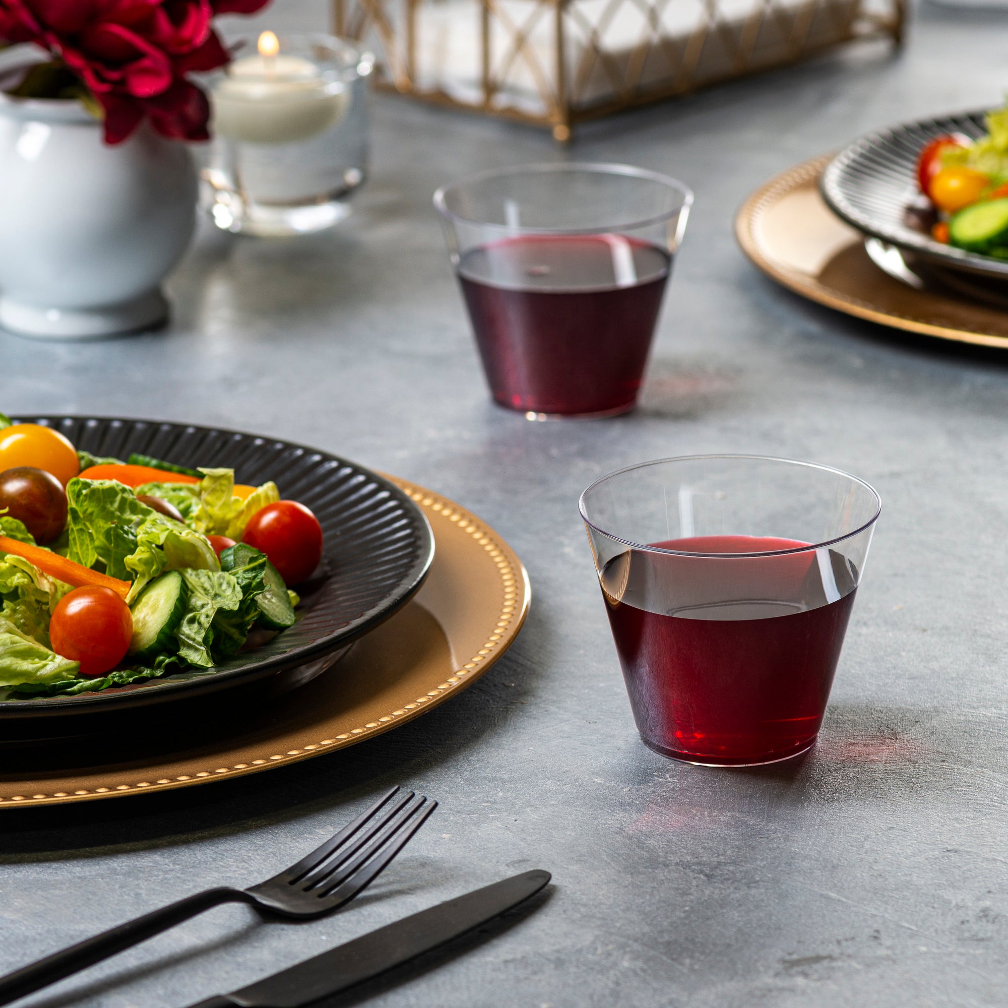 9 oz. Squat Clear Hard Plastic Cups / Tumblers Small Disposable Party Cocktail Glasses - Comfy Package