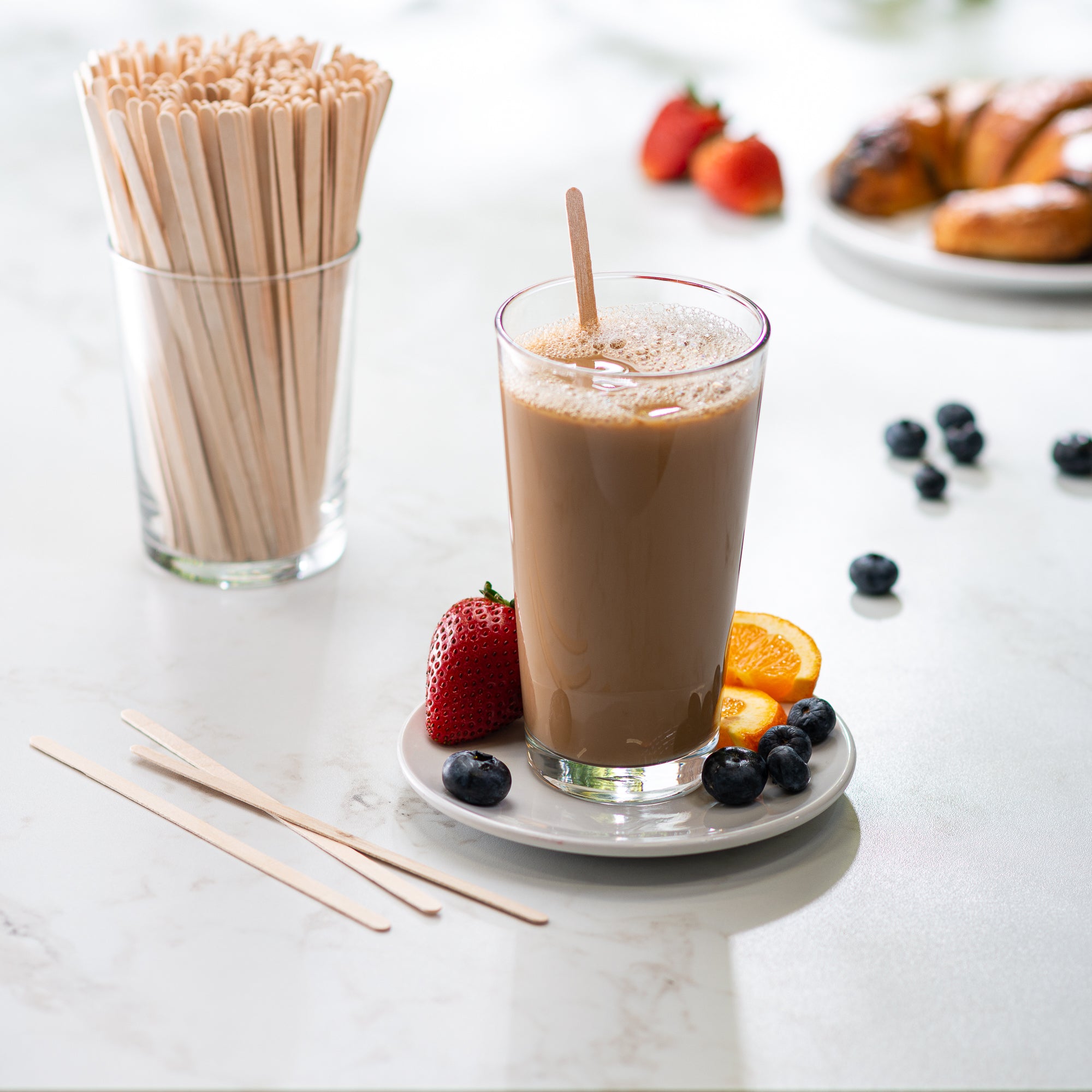 7.5 Inch Wooden Coffee Stirrers - Wood Stir Sticks - Comfy Package