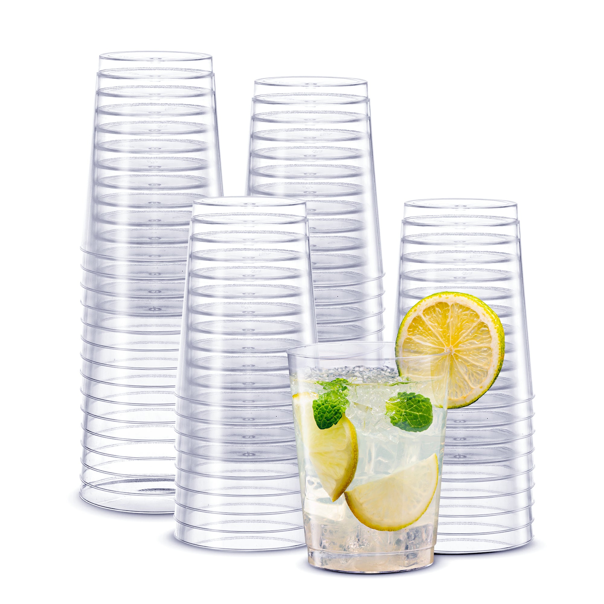 10 oz. Clear Hard Plastic Cups / Tumblers Small Disposable Party Cocktail Glasses