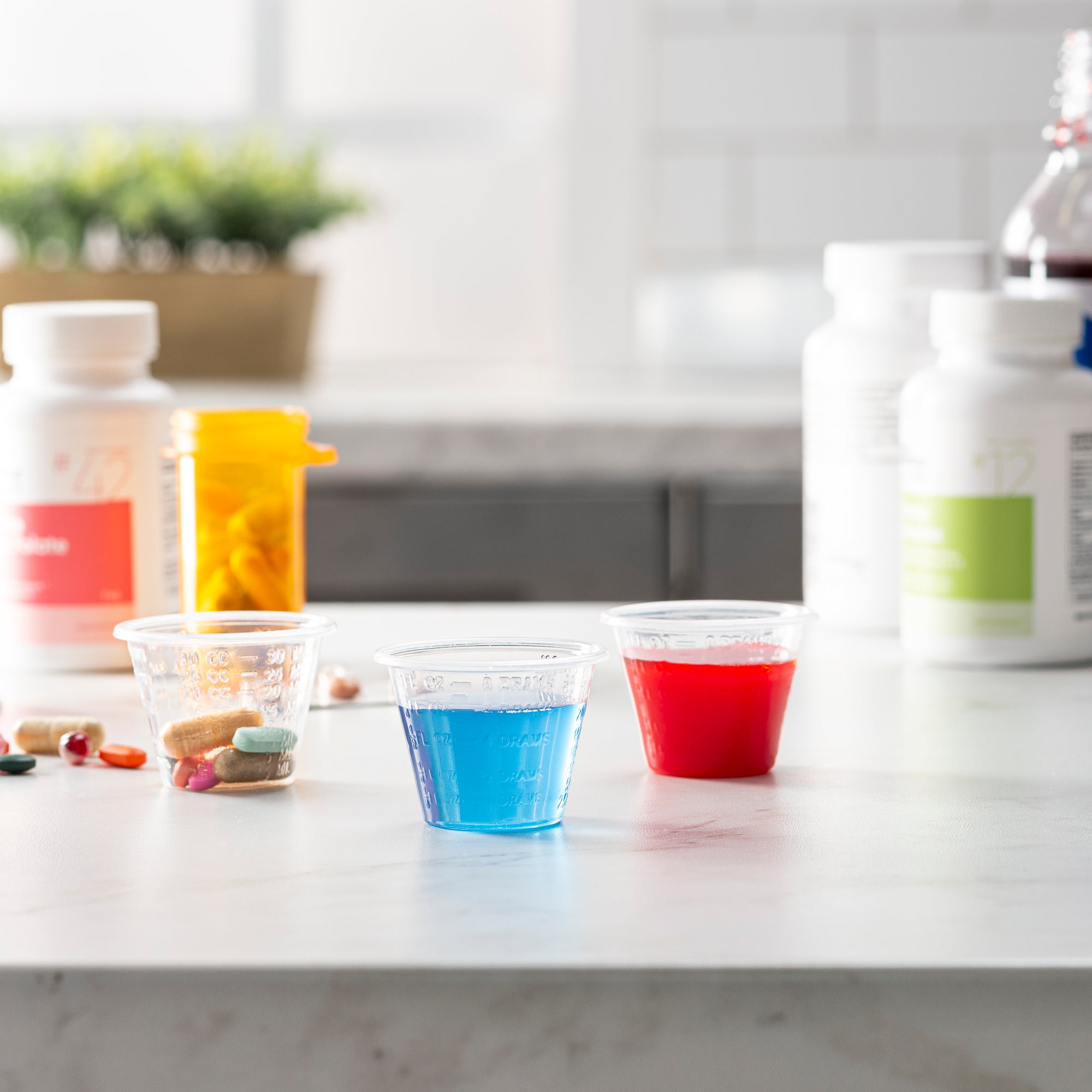 1 oz. Plastic Disposable Medicine Measuring Cup for Liquid Medicine, Epoxy, & Pills - Comfy Package