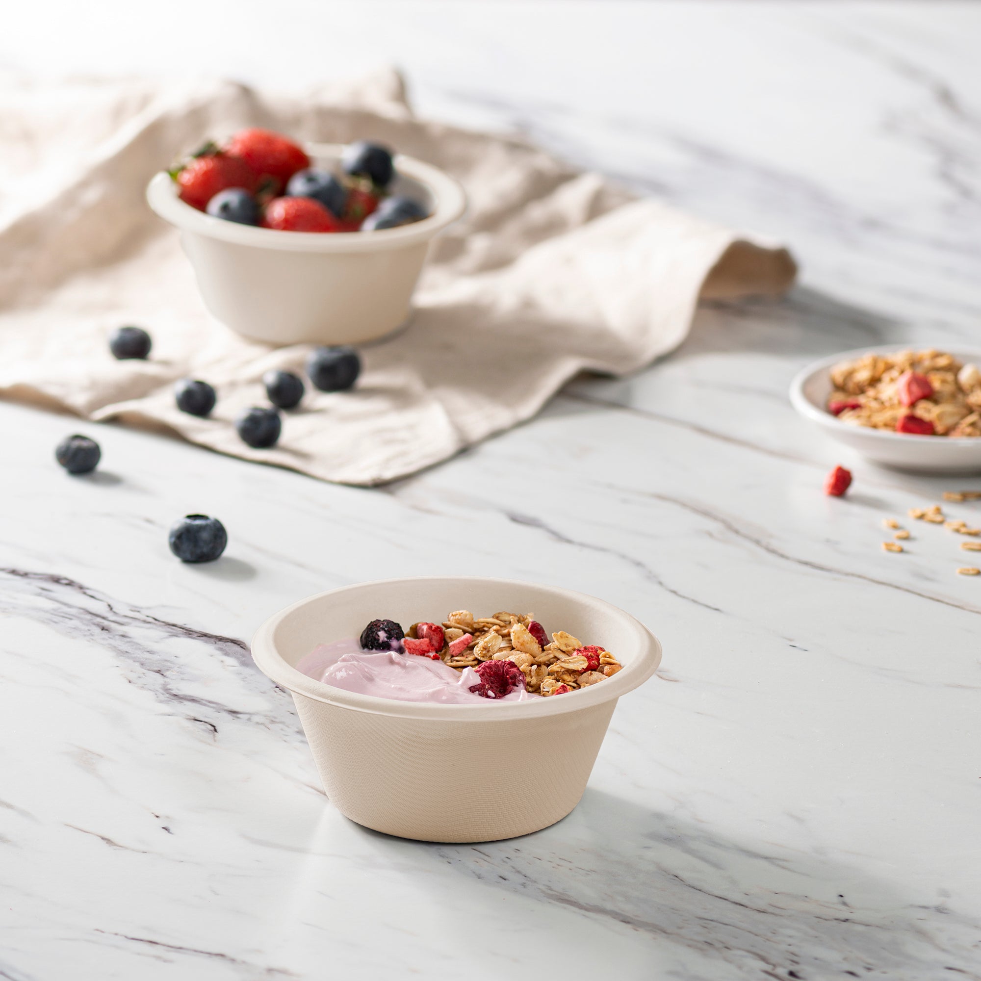 8 oz. Heavy-Duty Paper Bowls Eco-Friendly 100% Compostable Disposable Sugarcane - Kraft