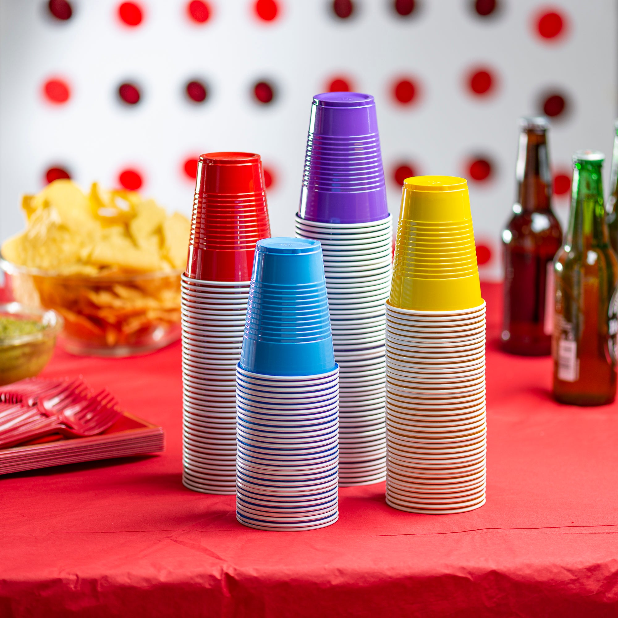 9 oz. Disposable Party Plastic Cups Assorted Colors Drinking Cups - Comfy Package