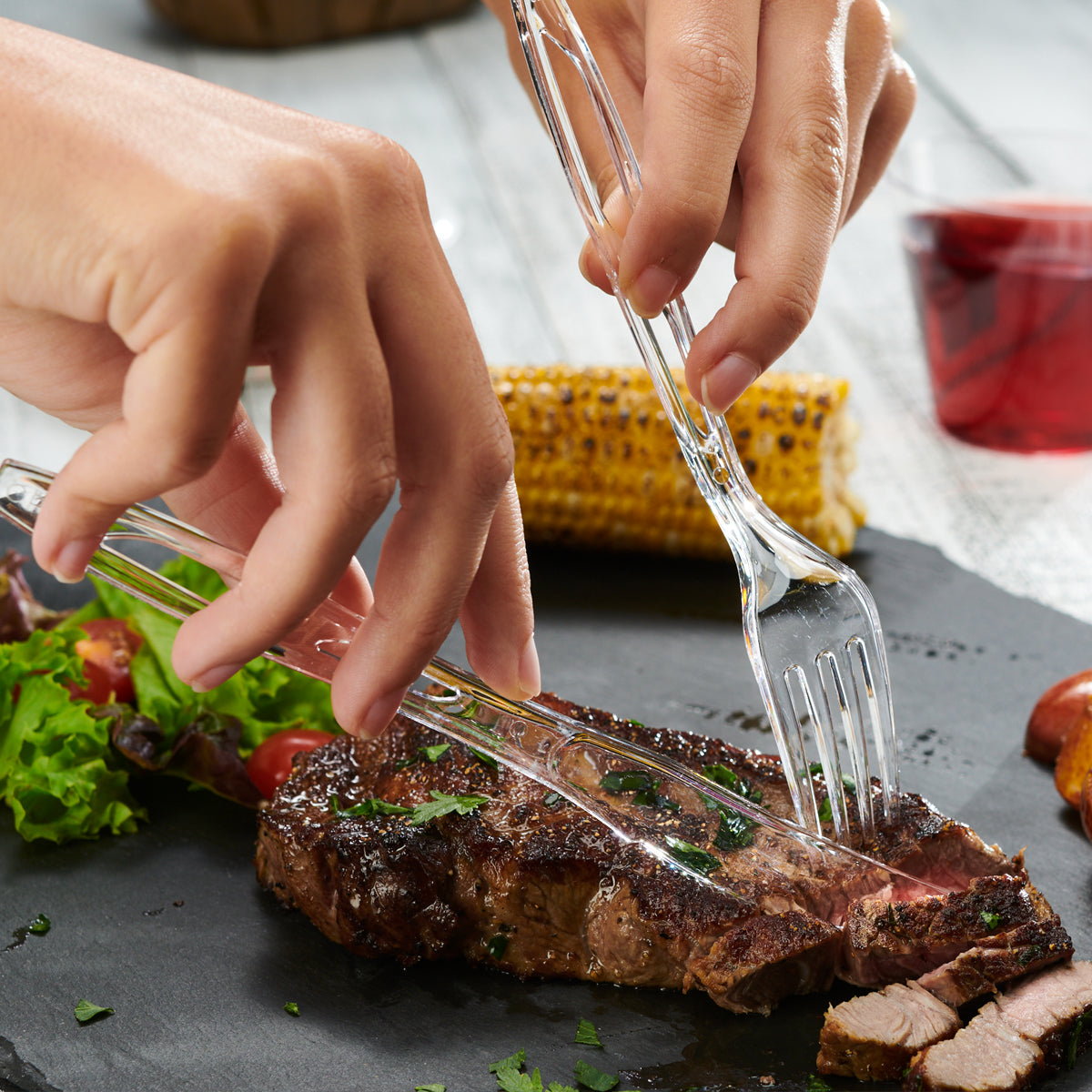 Premium Heavyweight Disposable Clear Plastic Forks - Comfy Package