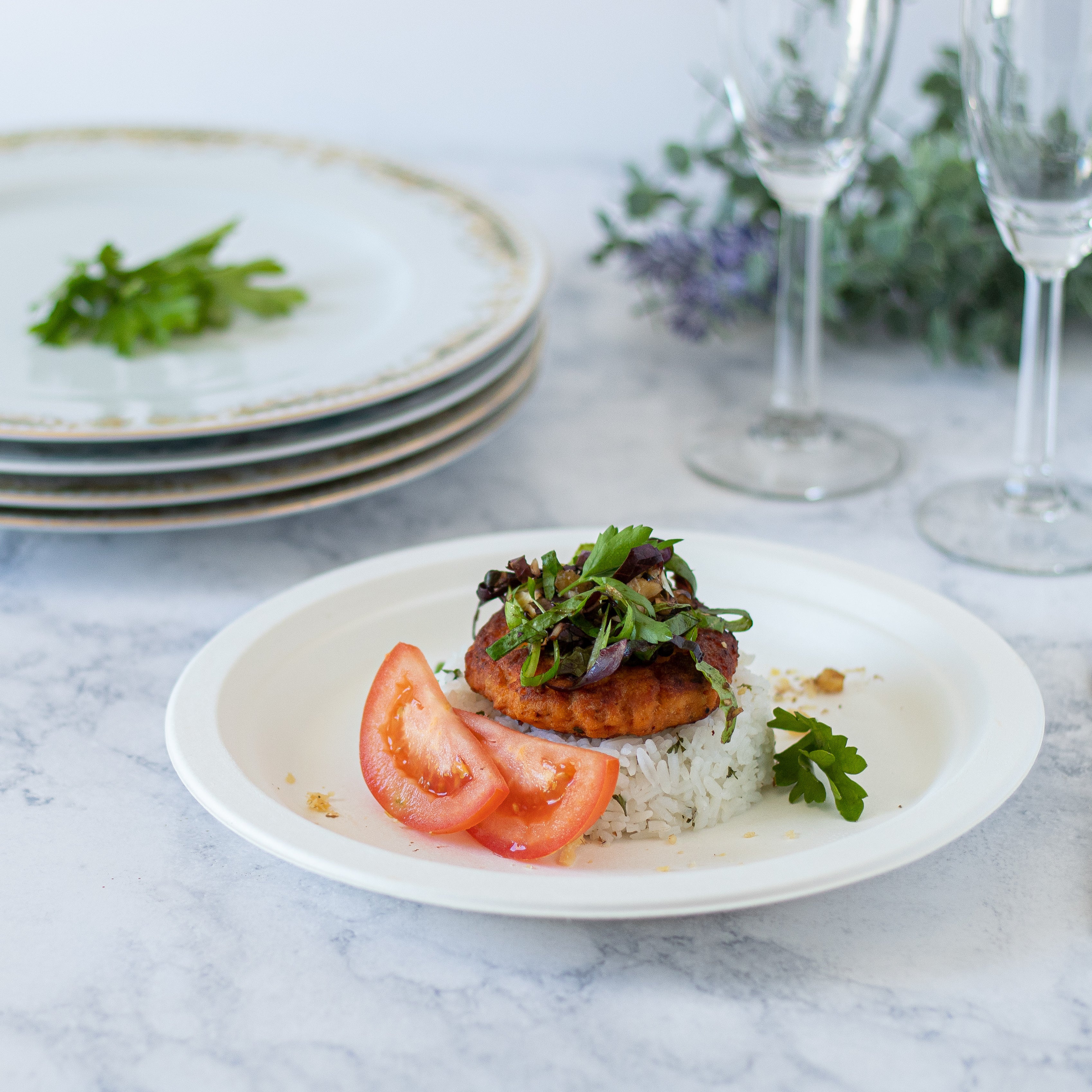 Salmon Cake and Rice