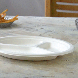 10 Inch Heavy-Duty Plates 3 Compartment Eco-Friendly 100% Compostable Disposable Sugarcane Paper Plates - Comfy Package