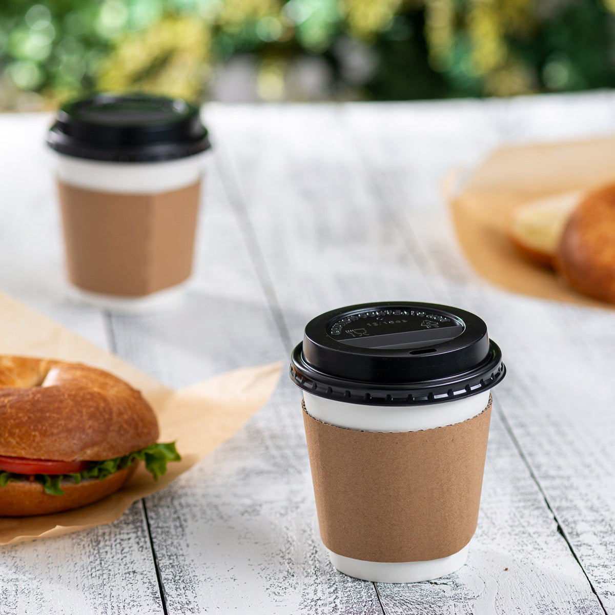 10 oz. Disposable Coffee Cups with Lids, Sleeves, Stirrers - To Go Paper Hot Cups