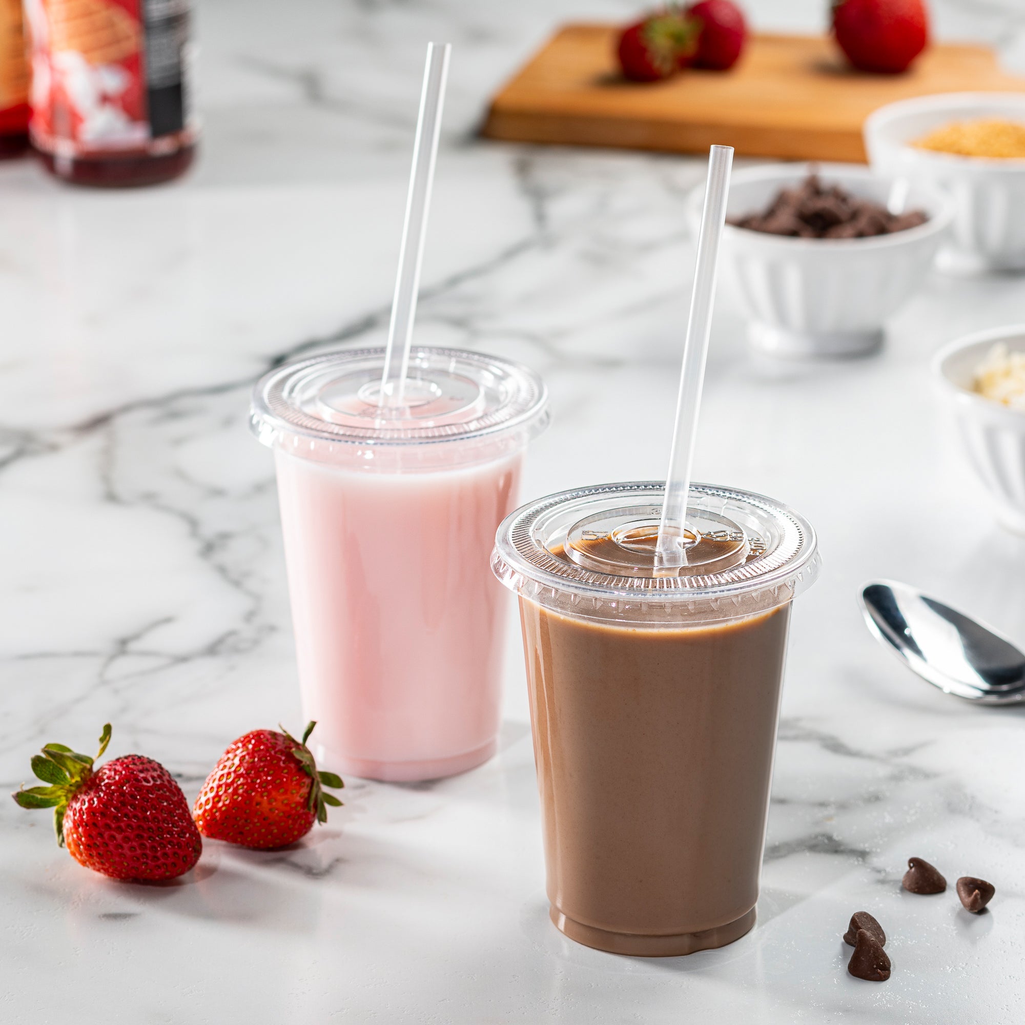 10 oz. Crystal Clear Plastic Cups With Flat Lids - Comfy Package