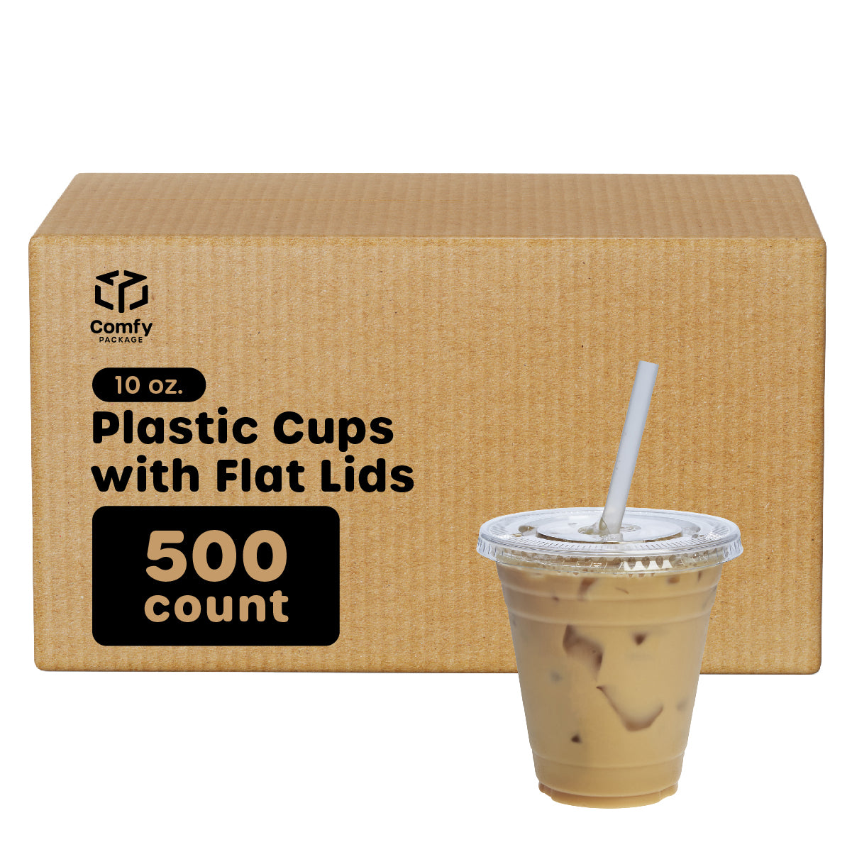 [10 oz.] Crystal Clear Plastic Cups With Flat Lids