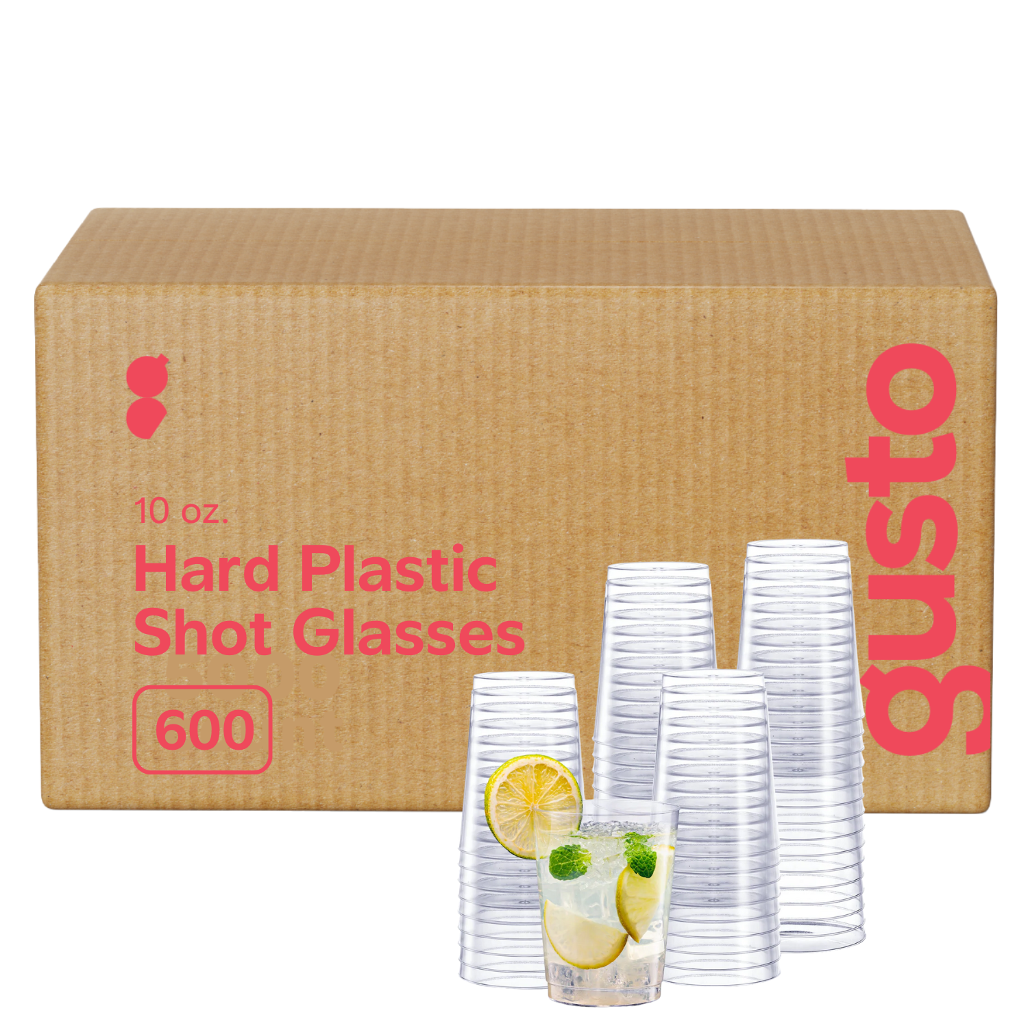 [Case of 600] Clear Hard Plastic Cups / Tumblers 10 oz. Small Disposable Party Cocktail Glasses