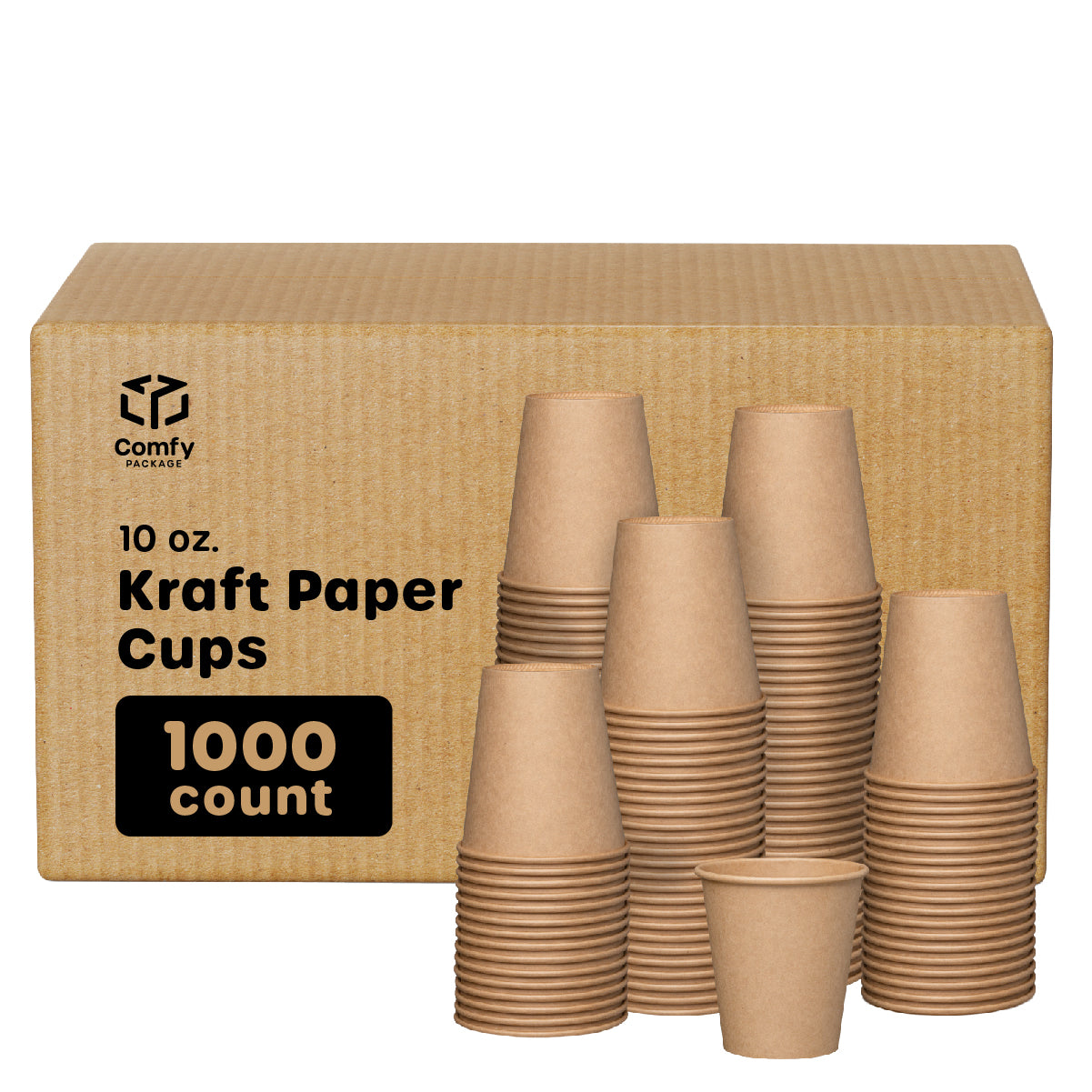 [10 oz.] Kraft Paper Hot Coffee Cups- Unbleached