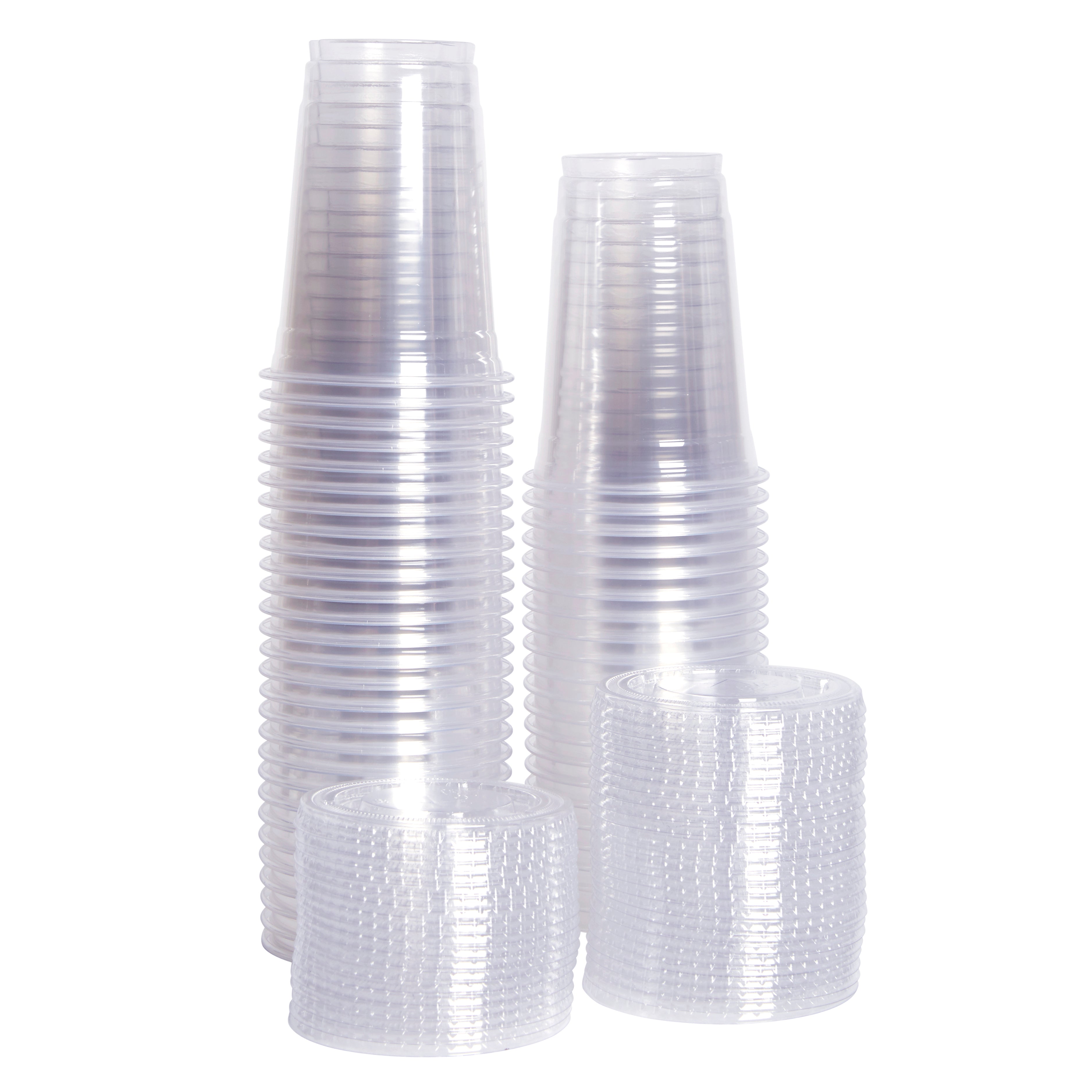 10 oz. Crystal Clear Plastic Cups With Flat Lids - Comfy Package