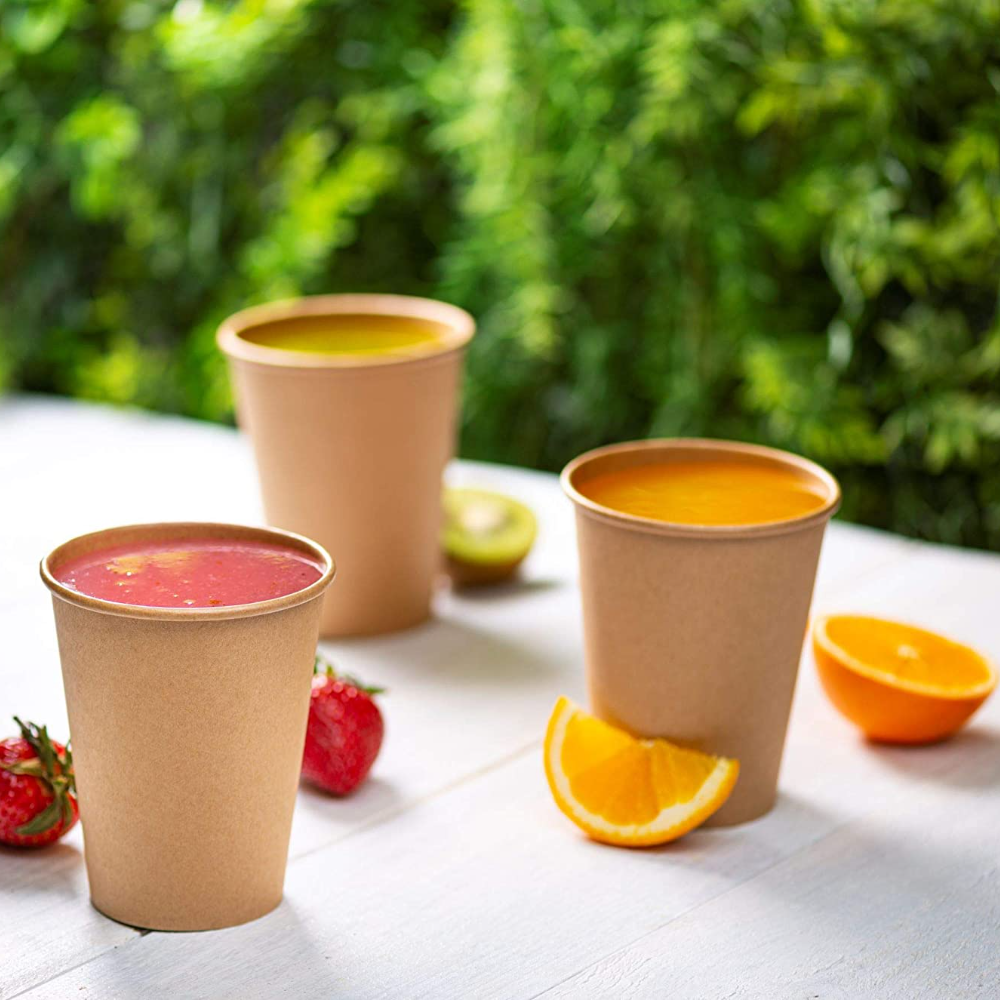 12 oz. Kraft Paper Hot Coffee Cups - Unbleached - Comfy Package