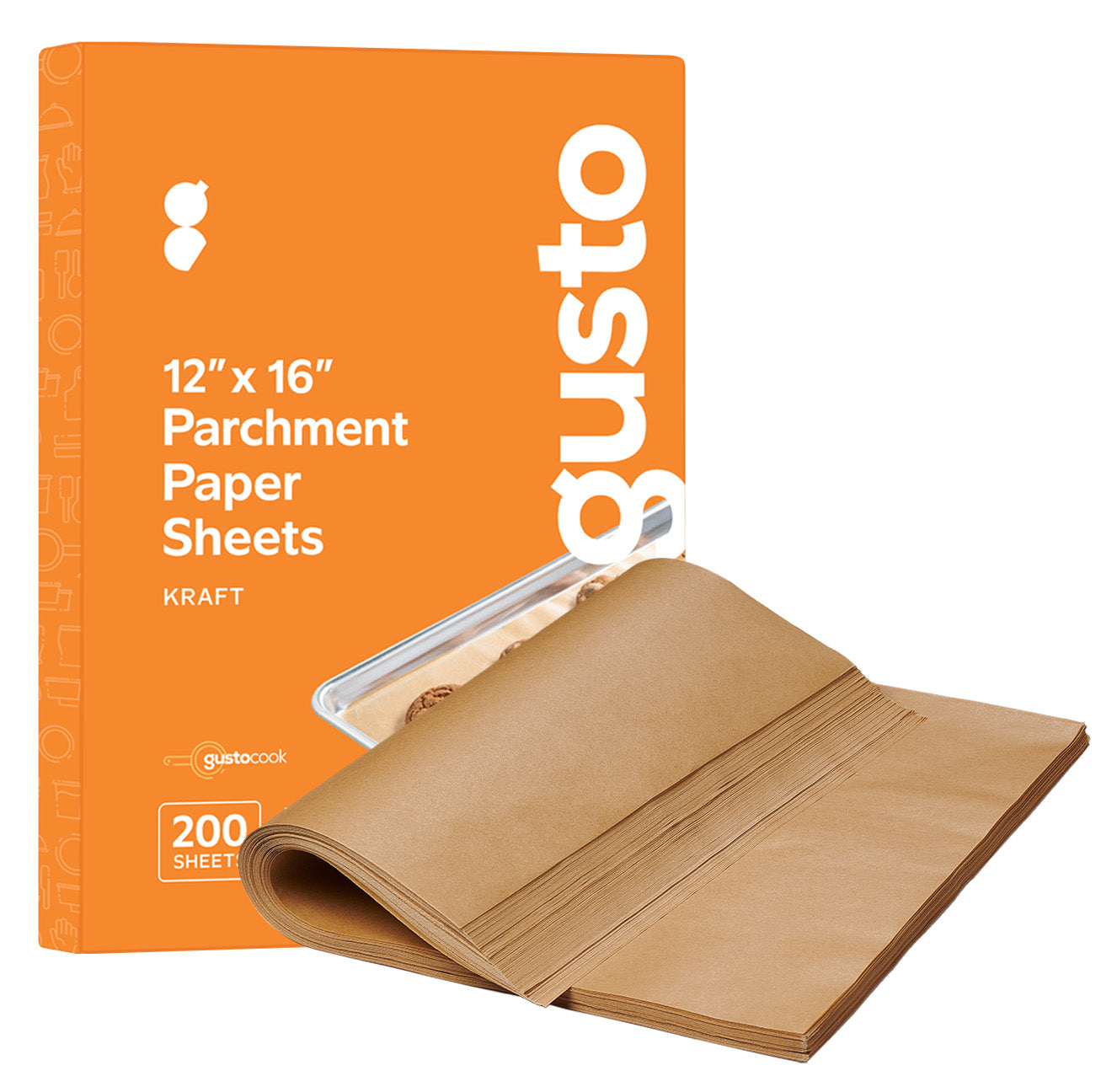 [12 x 16 Inch] Precut Baking Parchment Paper Sheets Unbleached Non-Stick Sheets - Kraft