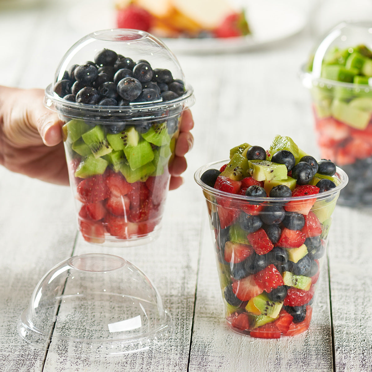 12 oz. Clear Plastic Cups With No Hole Dome Lids - Comfy Package