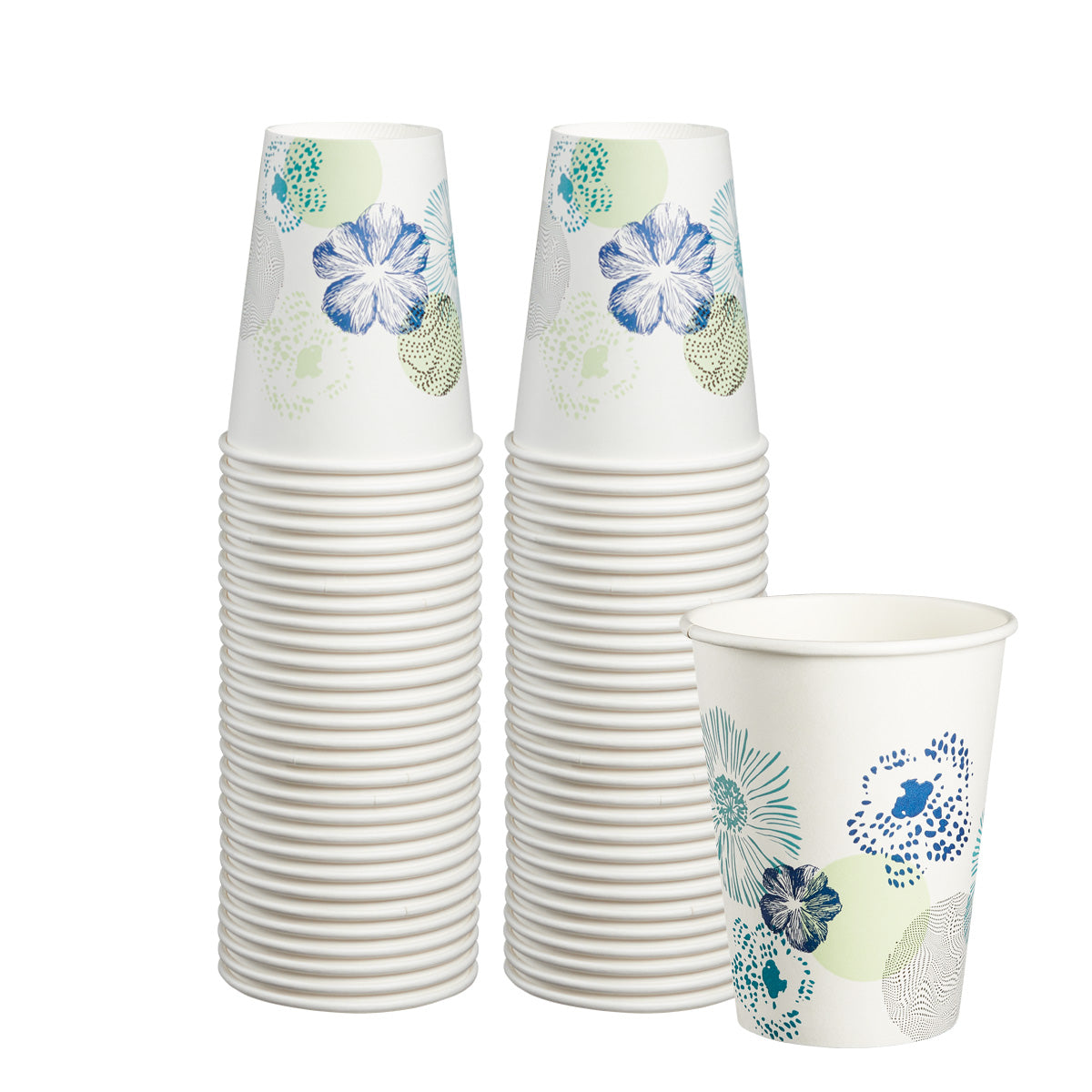 12 oz. All Purpose Everyday Disposable Floral Design Paper Drinking Cups