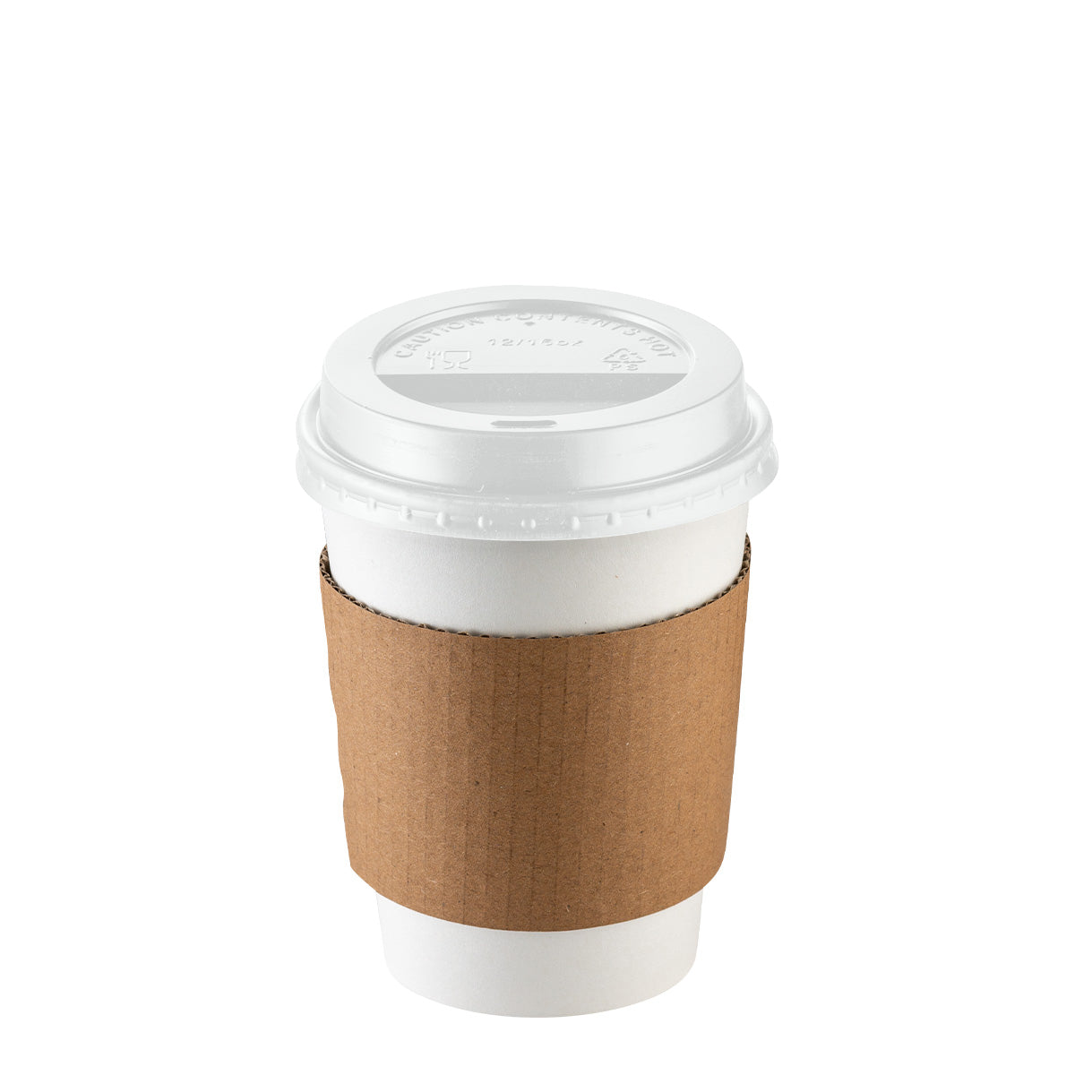 12 oz. Disposable White Coffee Cups with White Lids, Sleeves - To Go Paper Hot Cups