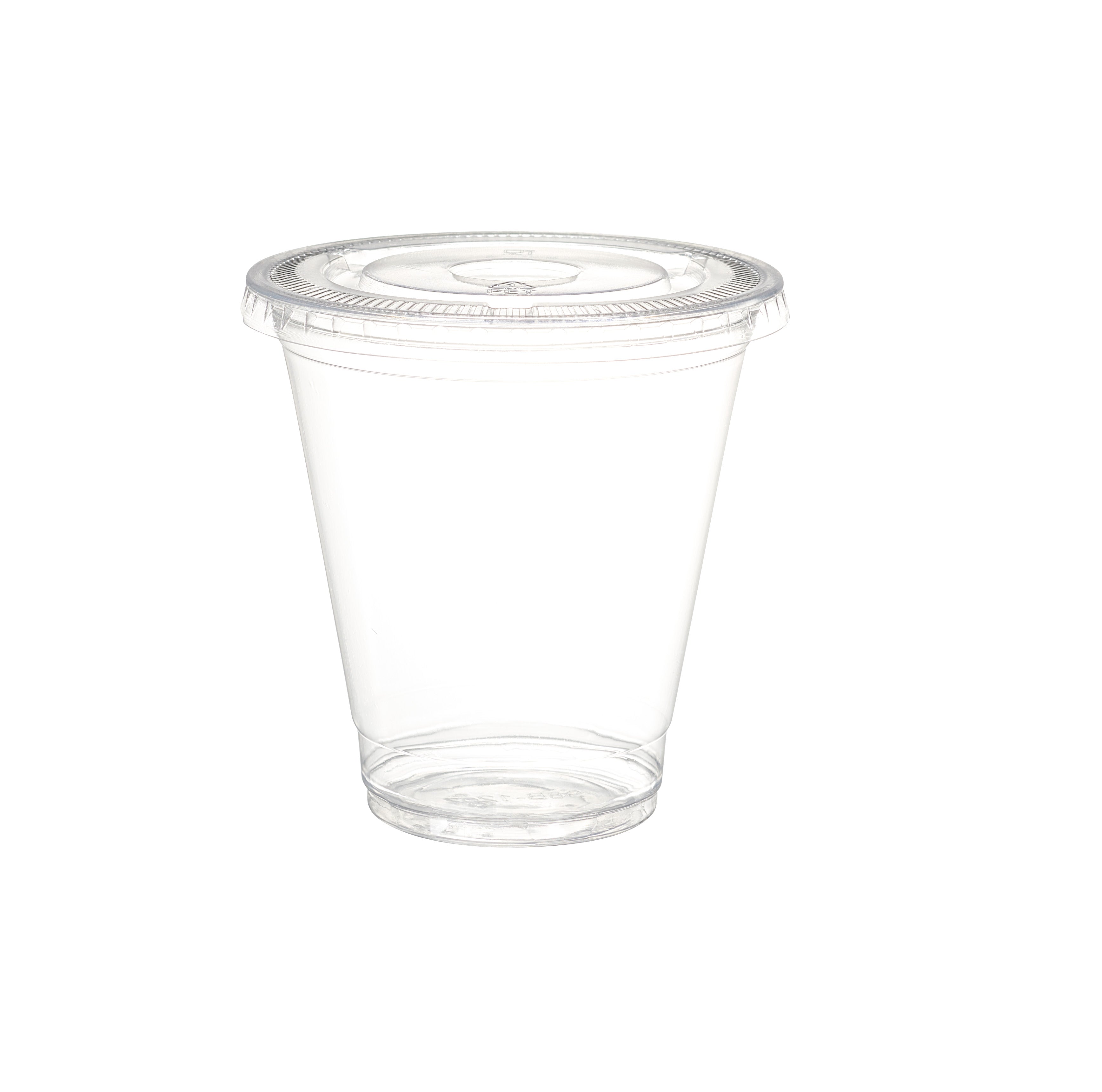 12 oz. Clear Plastic Cups With No Hole Flat Lids - Comfy Package