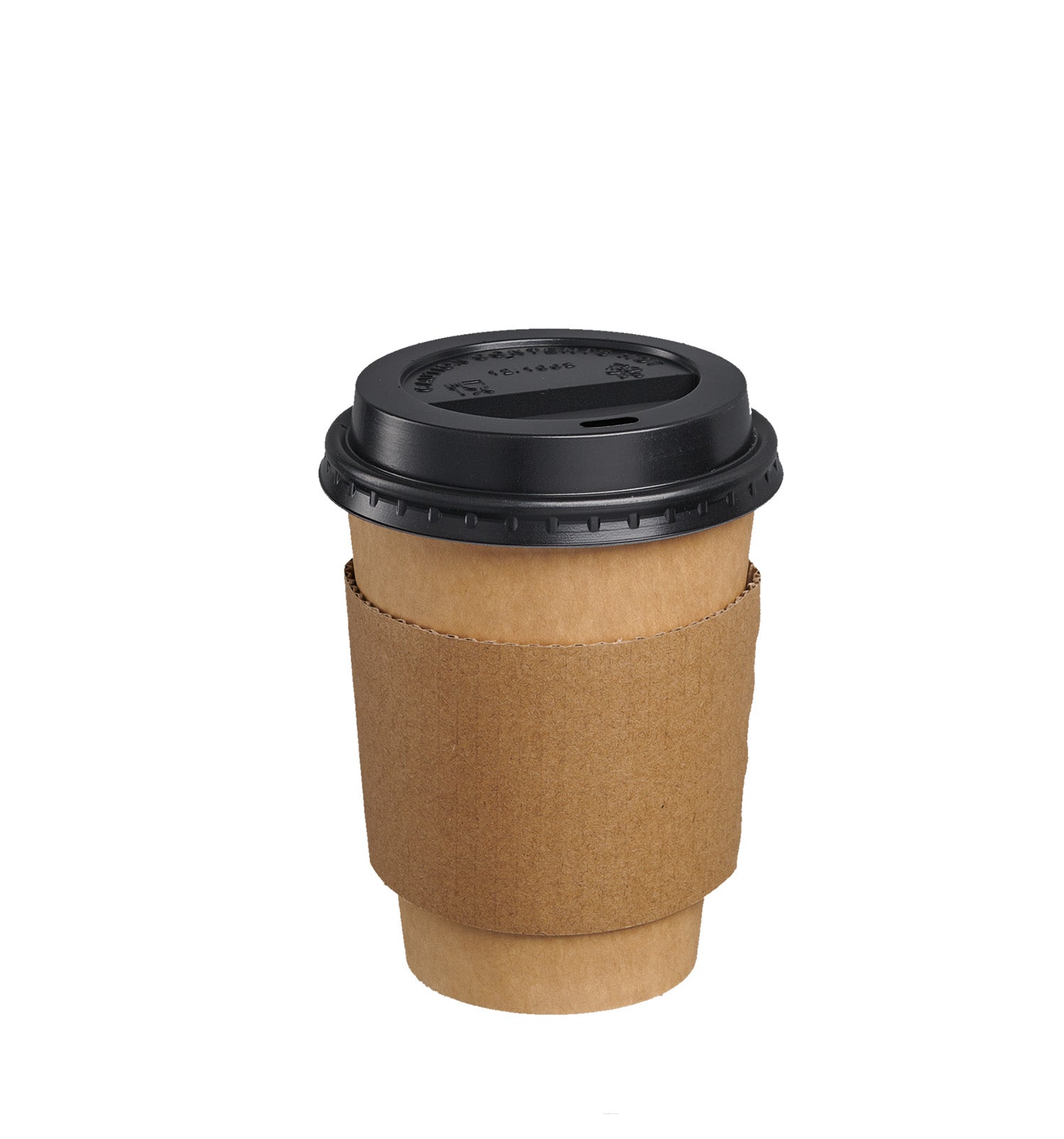 12 oz. Disposable Kraft Coffee Cups with Black Lids, Sleeves - To Go Paper Hot Cups