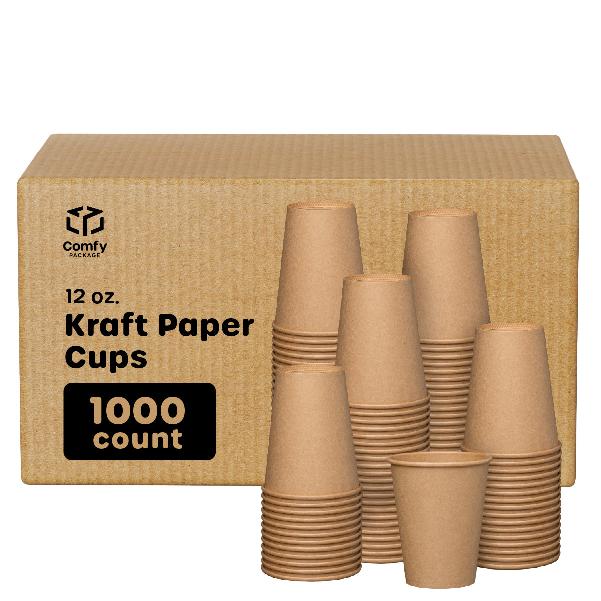 [12 oz.] Kraft Paper Hot Coffee Cups - Unbleached