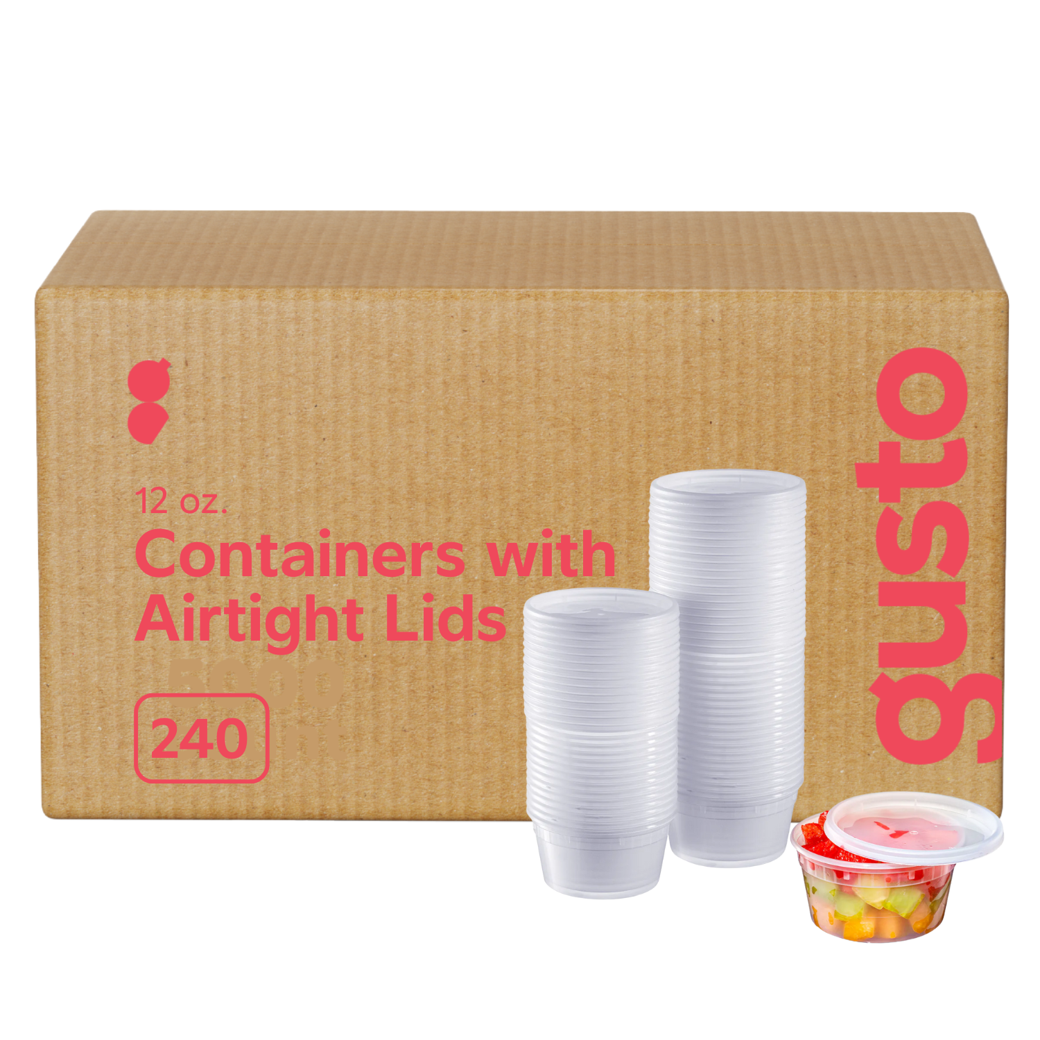 Pantry Value [Case of 240] 12 oz. Plastic Deli Food Storage Containers with Airtight Lids