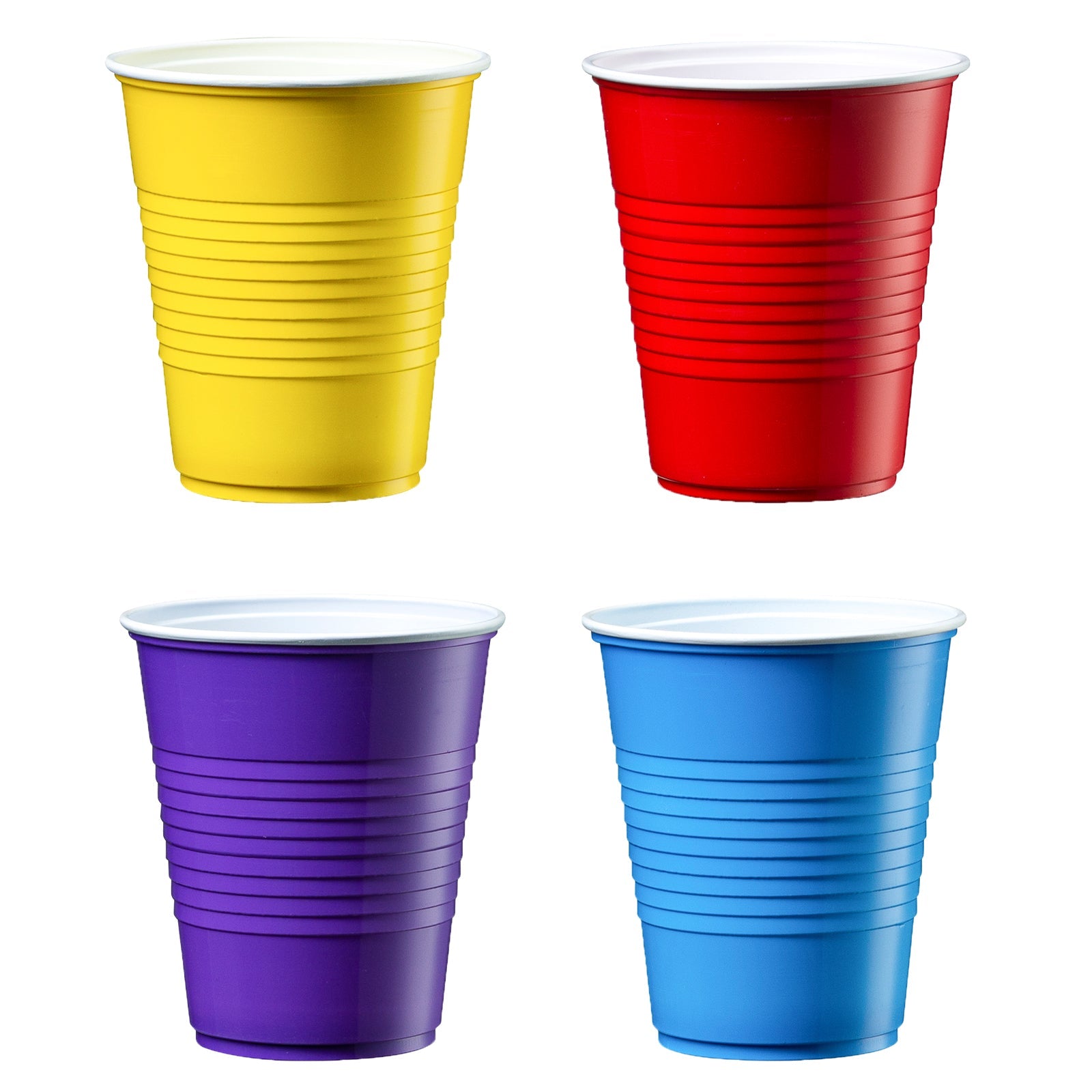 [Case of] Disposable Party Plastic Cups 12 oz. Assorted Colors Drinking Cups