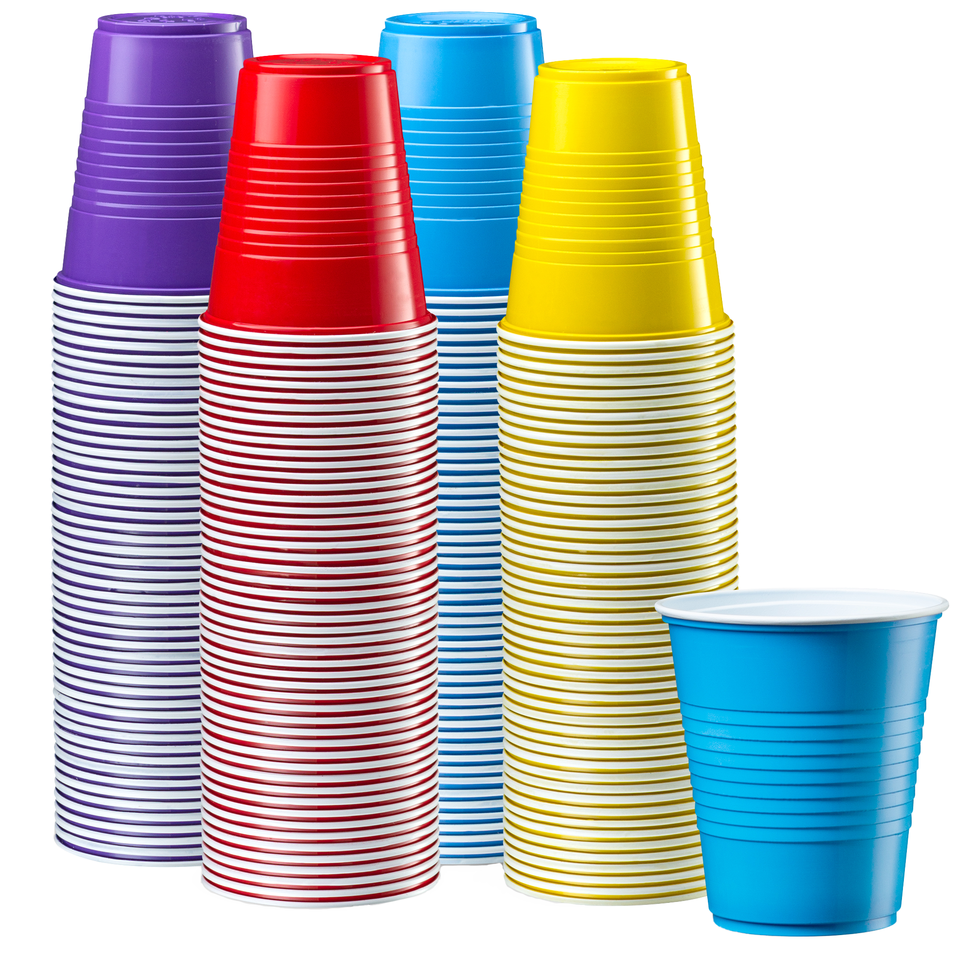 Disposable Party Plastic Cups 12 oz. Assorted Colors Drinking Cups