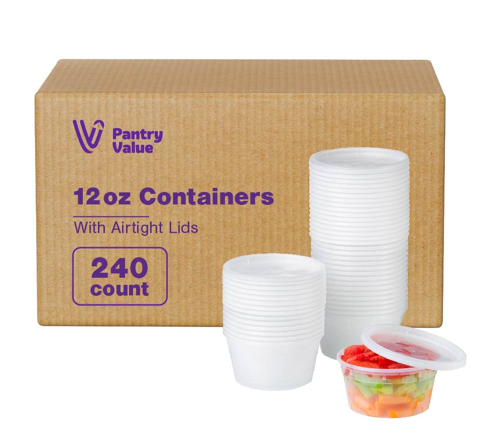 12 oz. Plastic Deli Food Storage Containers with Airtight Lids 48 Sets - Comfy Package