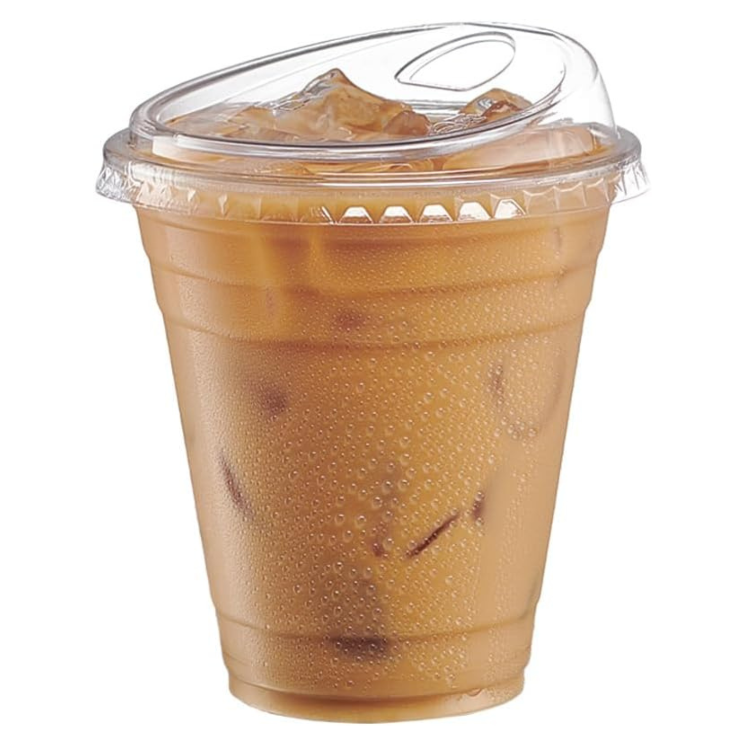 [Case of 500] 12 oz. Crystal Clear Plastic Cups With Strawless Sip-Lids