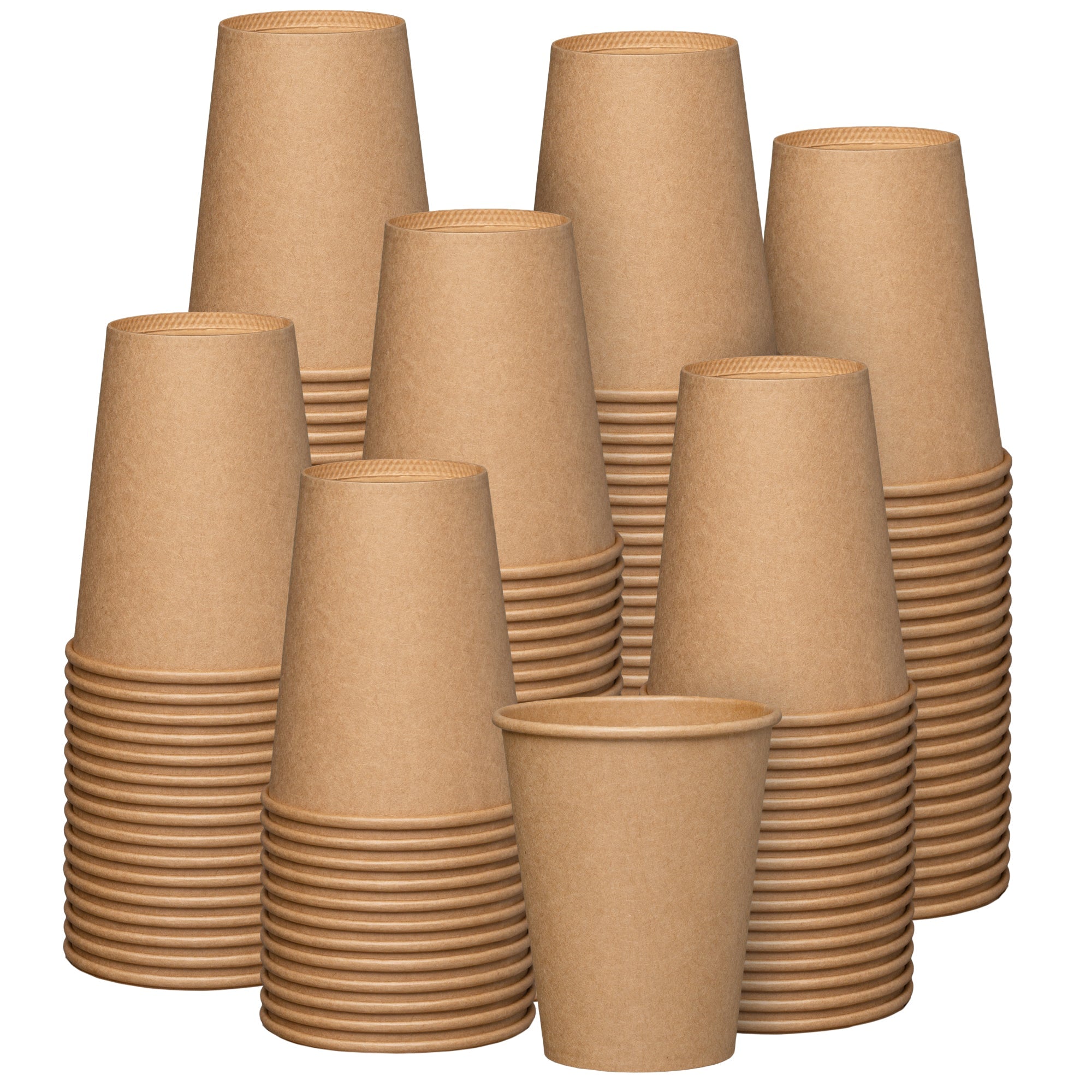 12 oz. Kraft Paper Hot Coffee Cups - Unbleached - Comfy Package